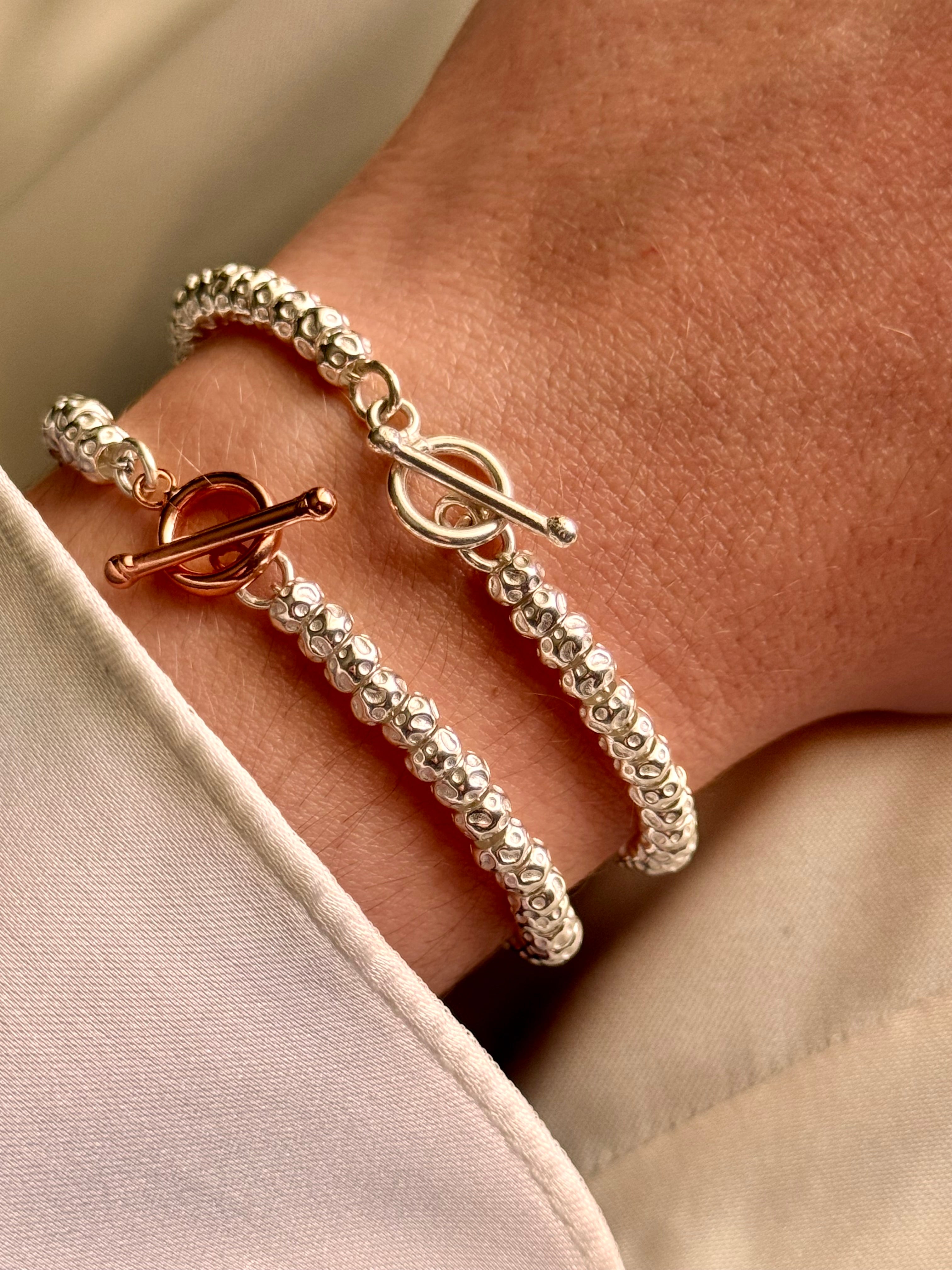 CREA IL TUO BRACCIALE GRANELLI BOMBATI E TONDEGGIANTI - Argento e Rosa