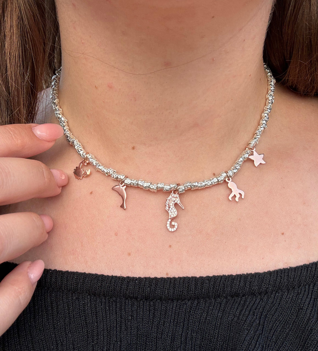 Collana Charm Rosa Pepite Maxi