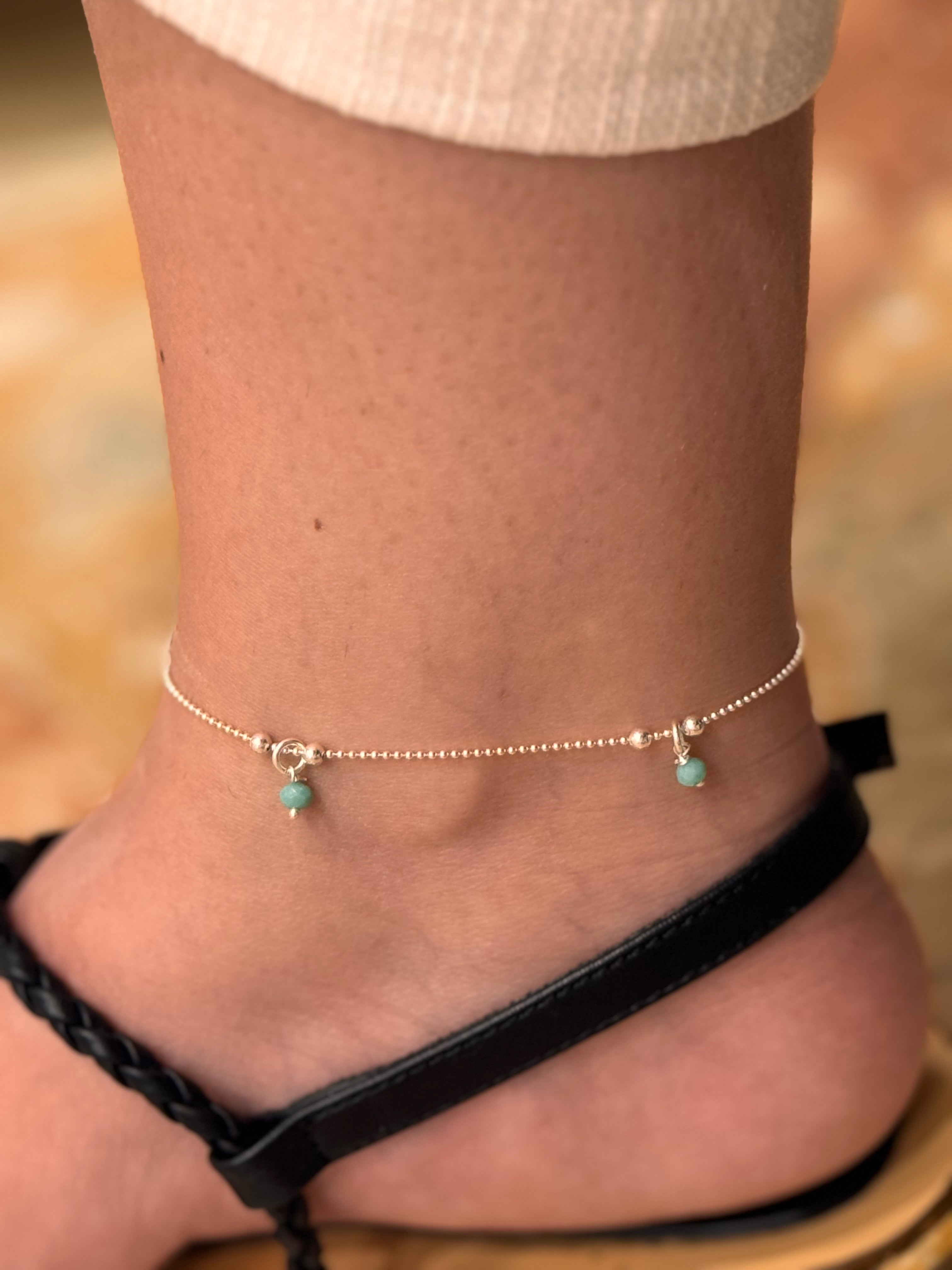 Cavigliera Cristallini di Zirconia Verde Acqua