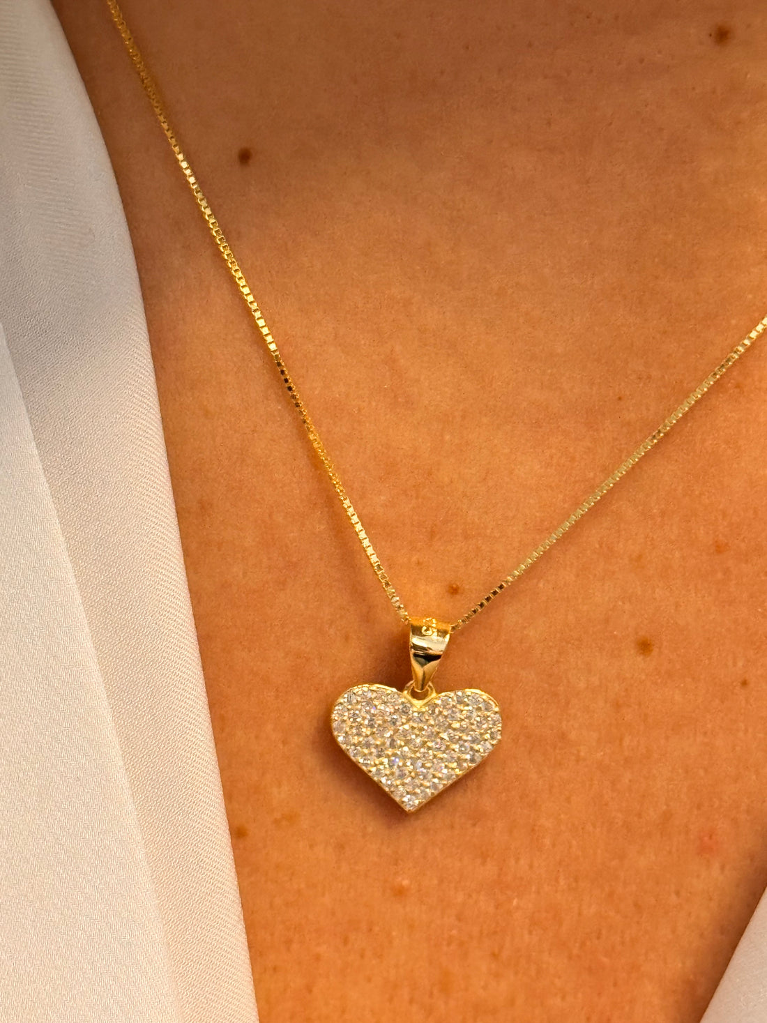 Collana Charm Cuore con Zirconi