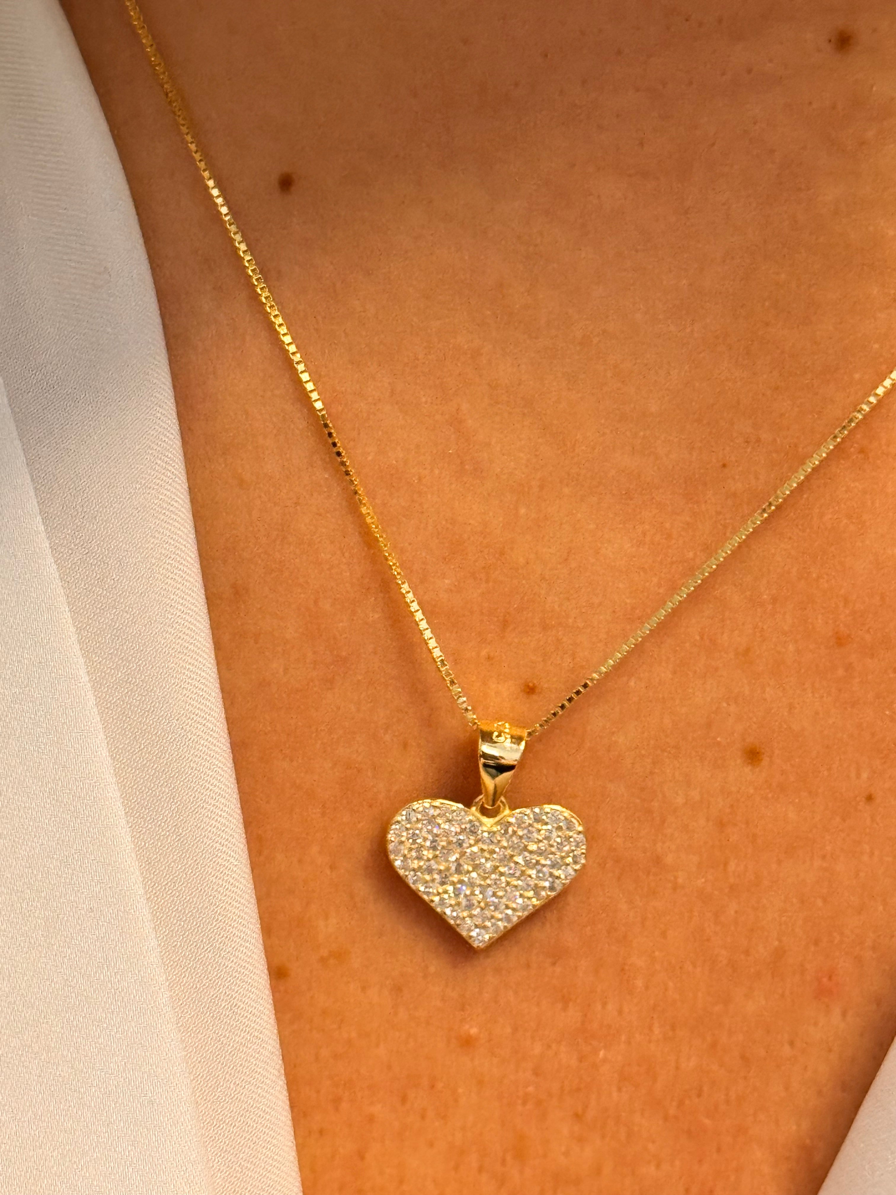 Collana Charm Cuore con Zirconi