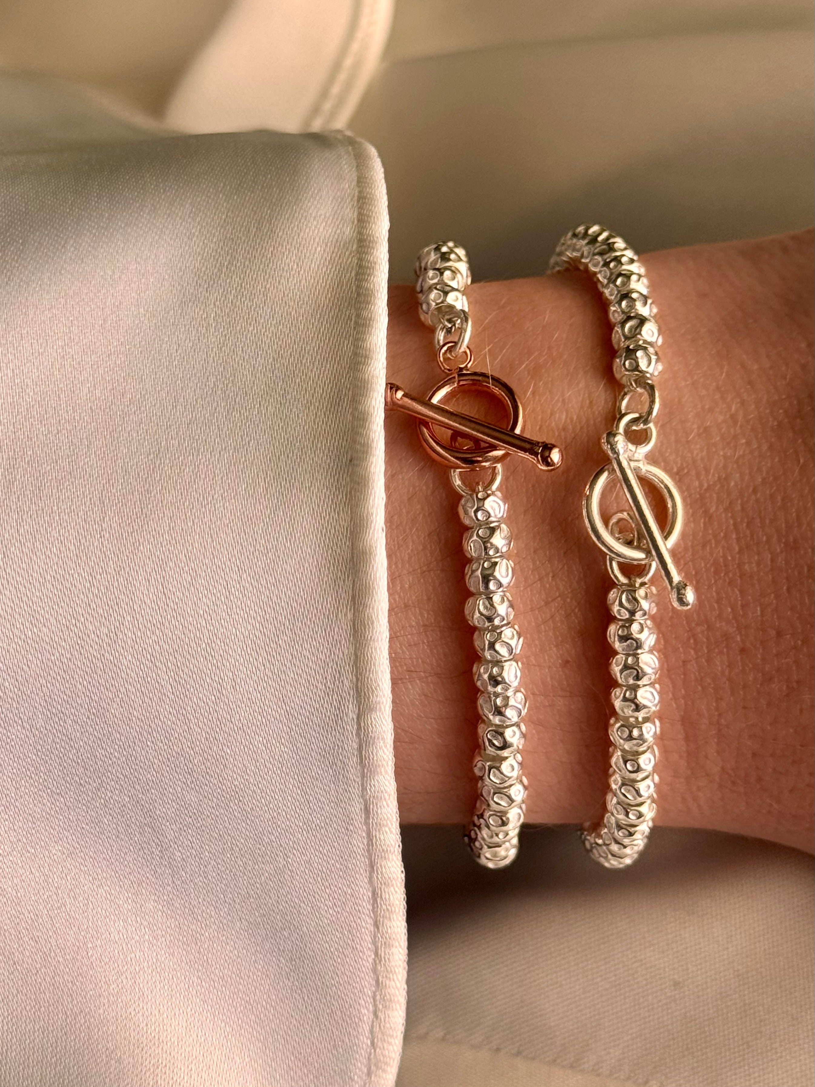 CREA IL TUO BRACCIALE GRANELLI BOMBATI E TONDEGGIANTI - Argento e Rosa