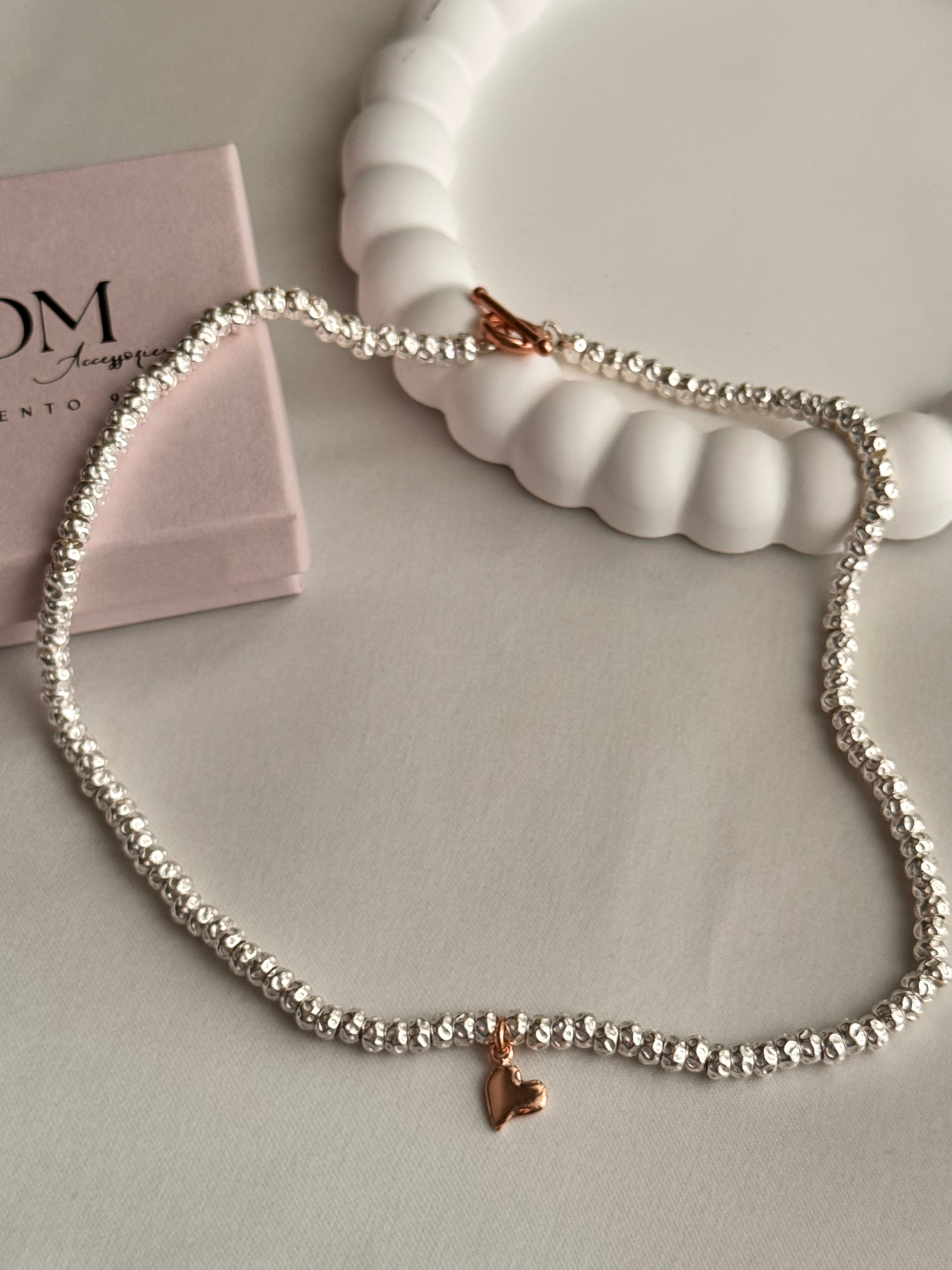 CREA LA TUA COLLANA GRANELLI BOMBATI E TONDEGGIANTI - Argento e Rosa