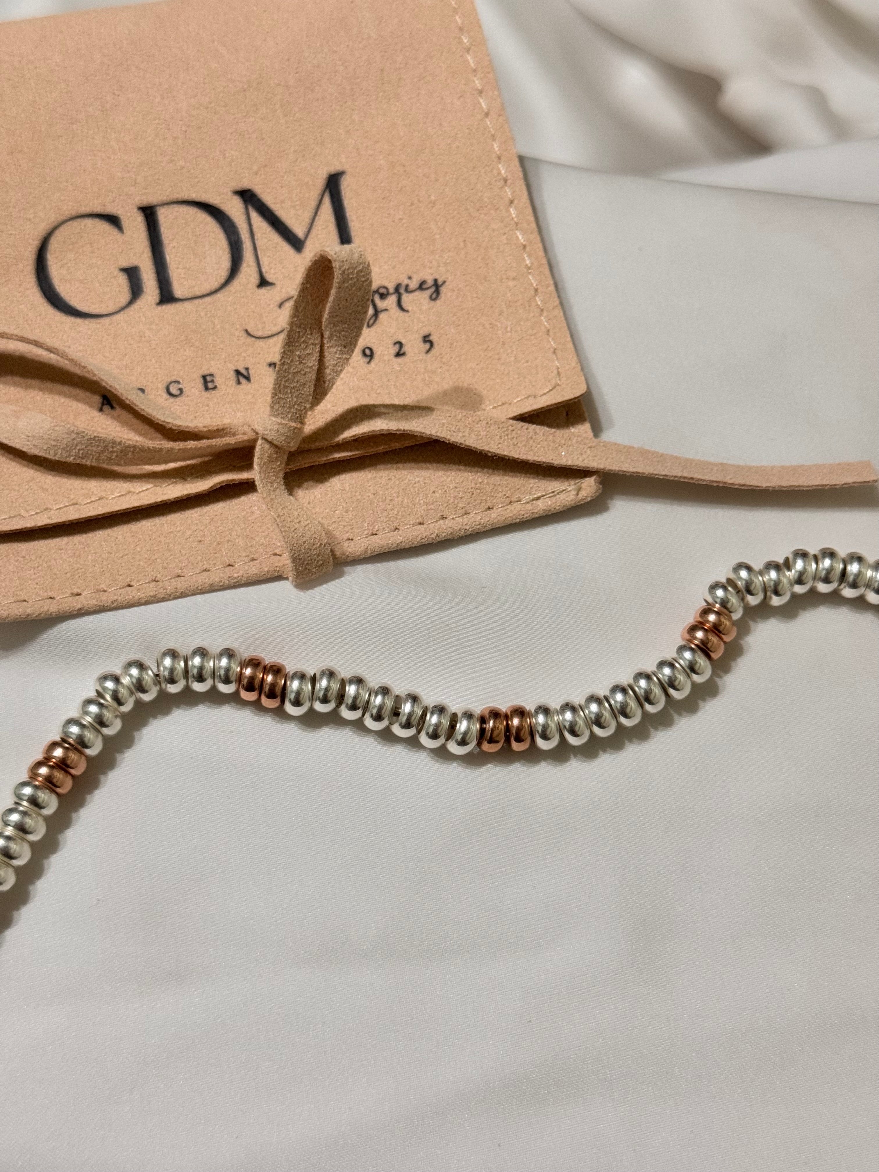 Bracciale Rondelle Argento e Rosa