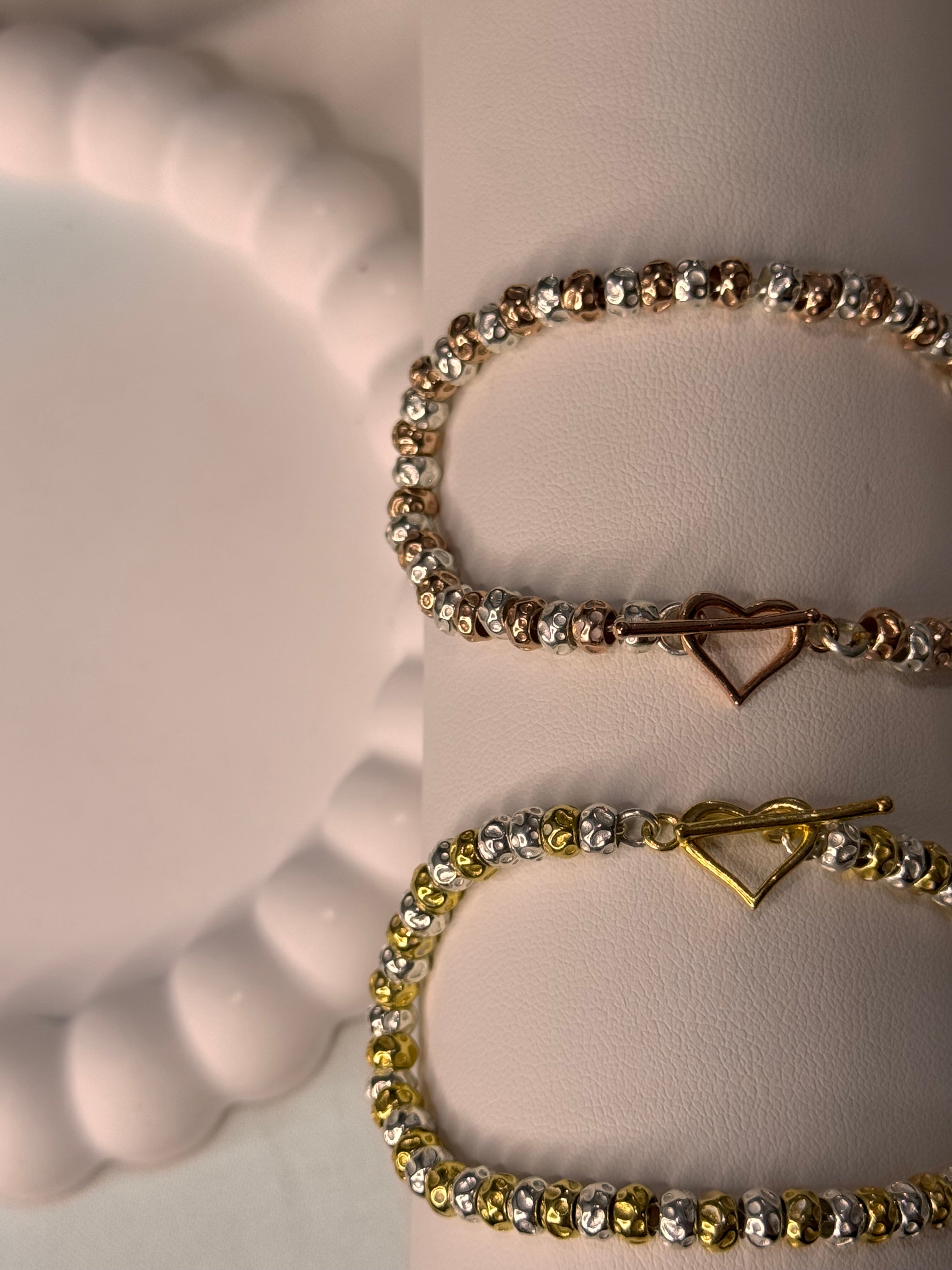 Bracciale Granelli Bombati e Tondeggianti Bicolore