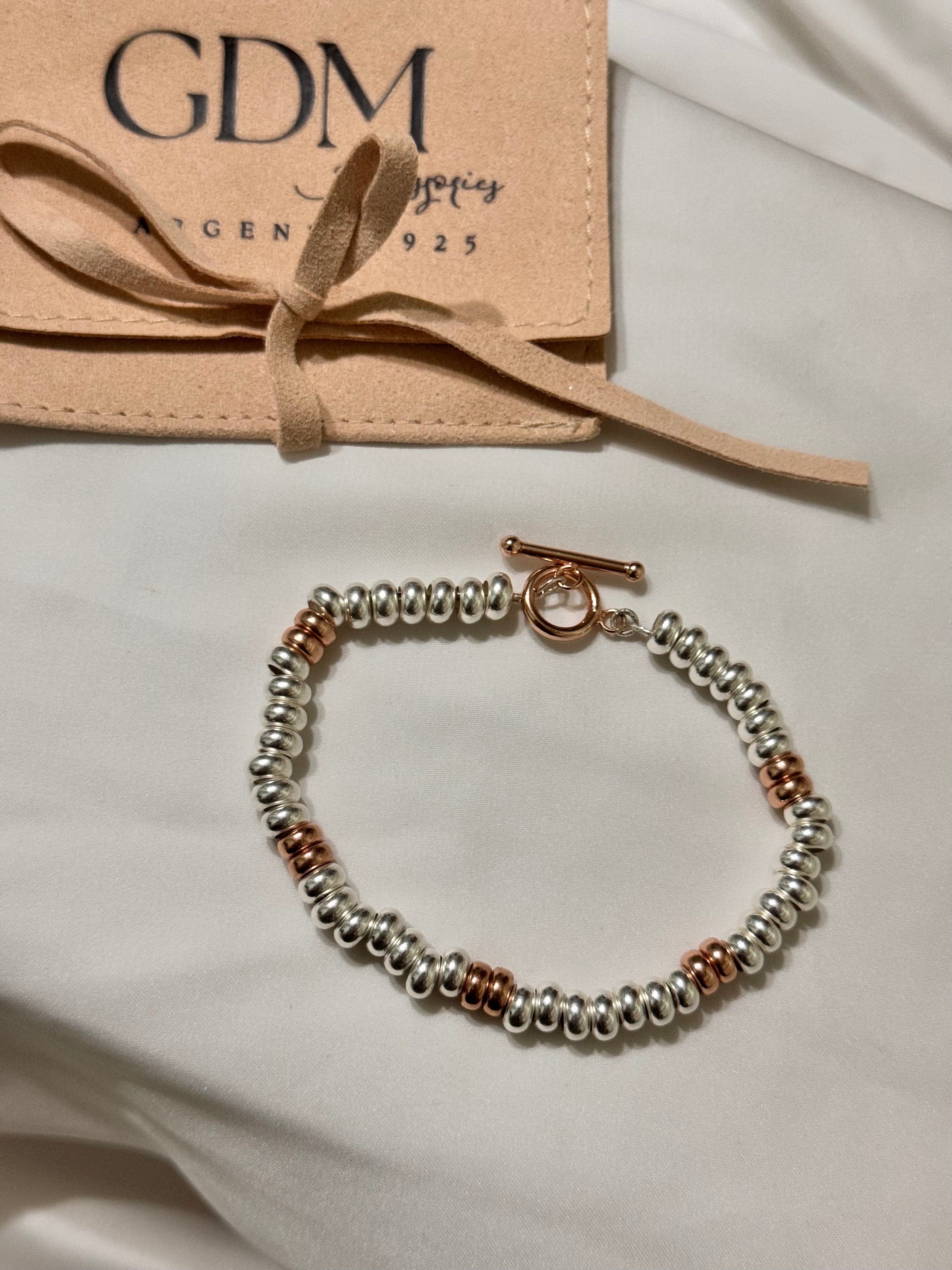 Bracciale Rondelle Argento e Rosa