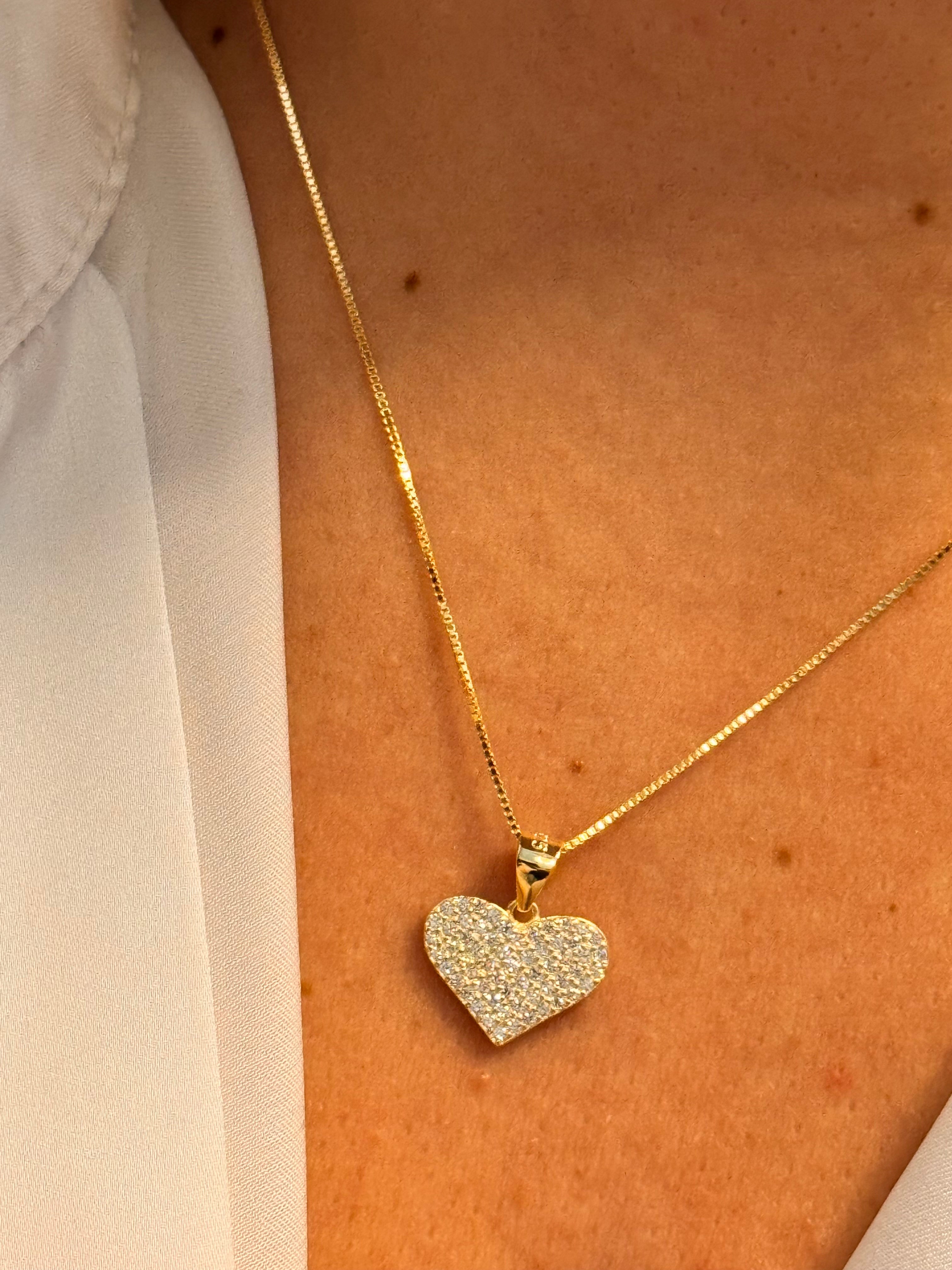 Collana Charm Cuore con Zirconi