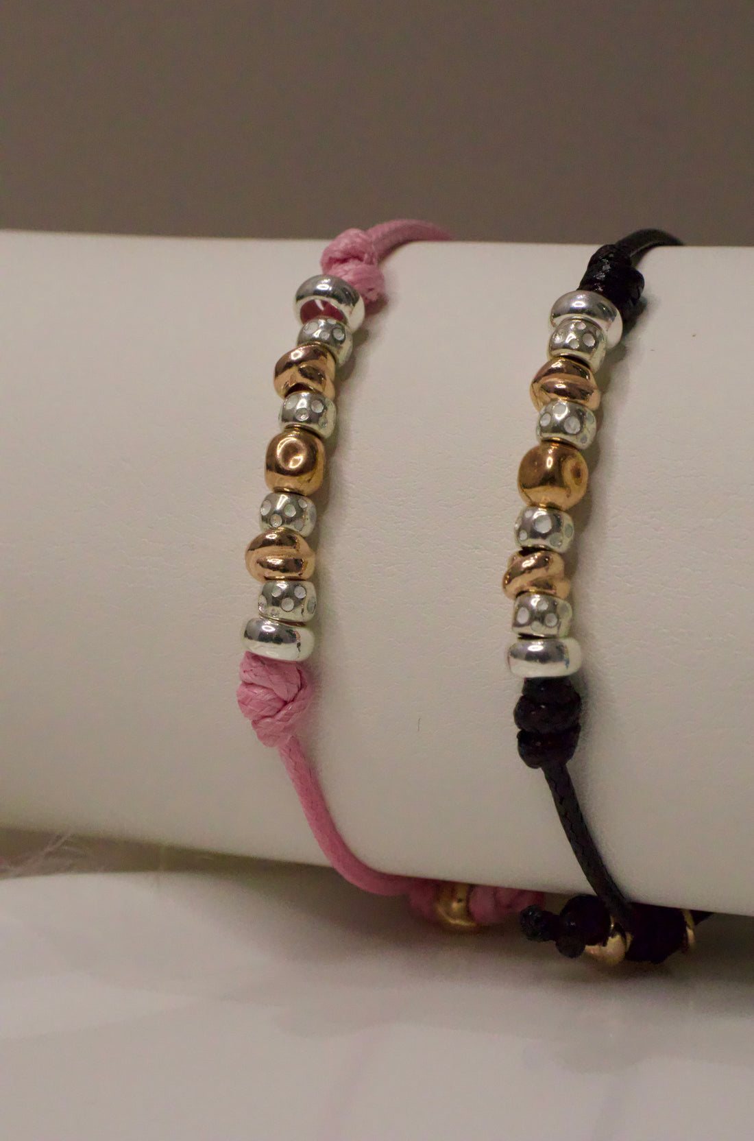 Cordoncino e Granelli e Nodini Argento e Rosa