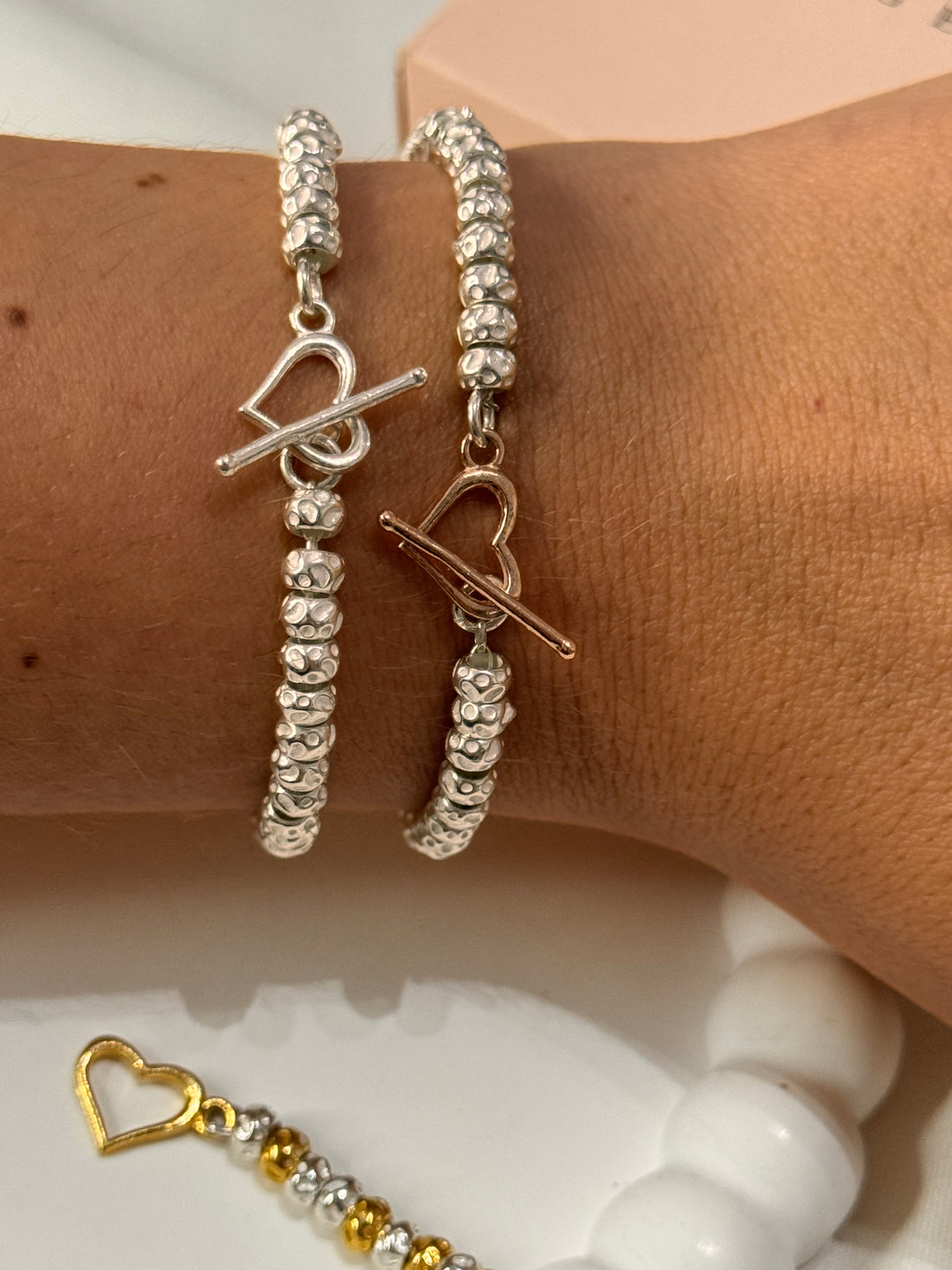 CREA IL TUO BRACCIALE GRANELLI BOMBATI E TONDEGGIANTI - Argento e Rosa