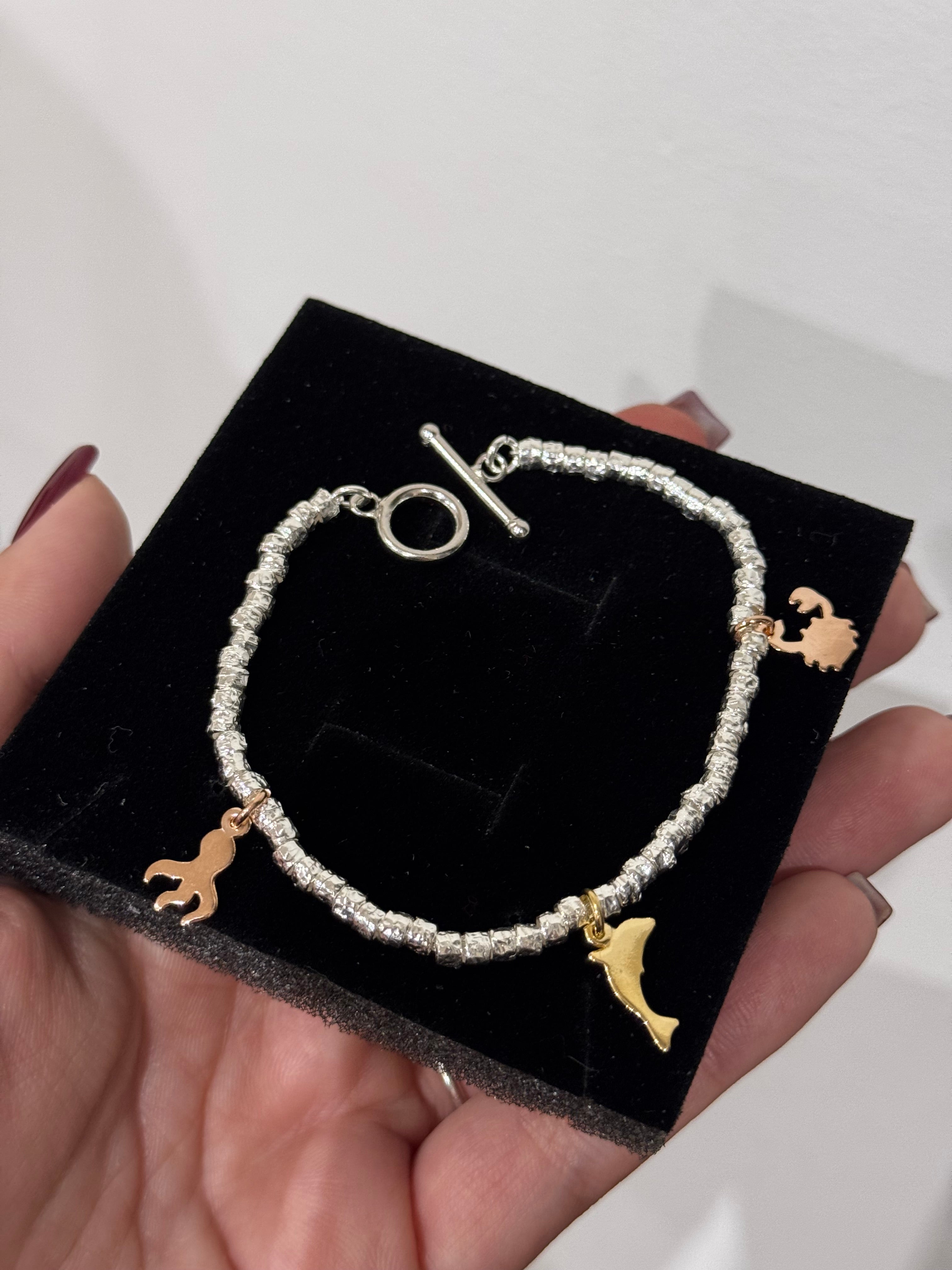 Bracciale Charms Rosa - Gold