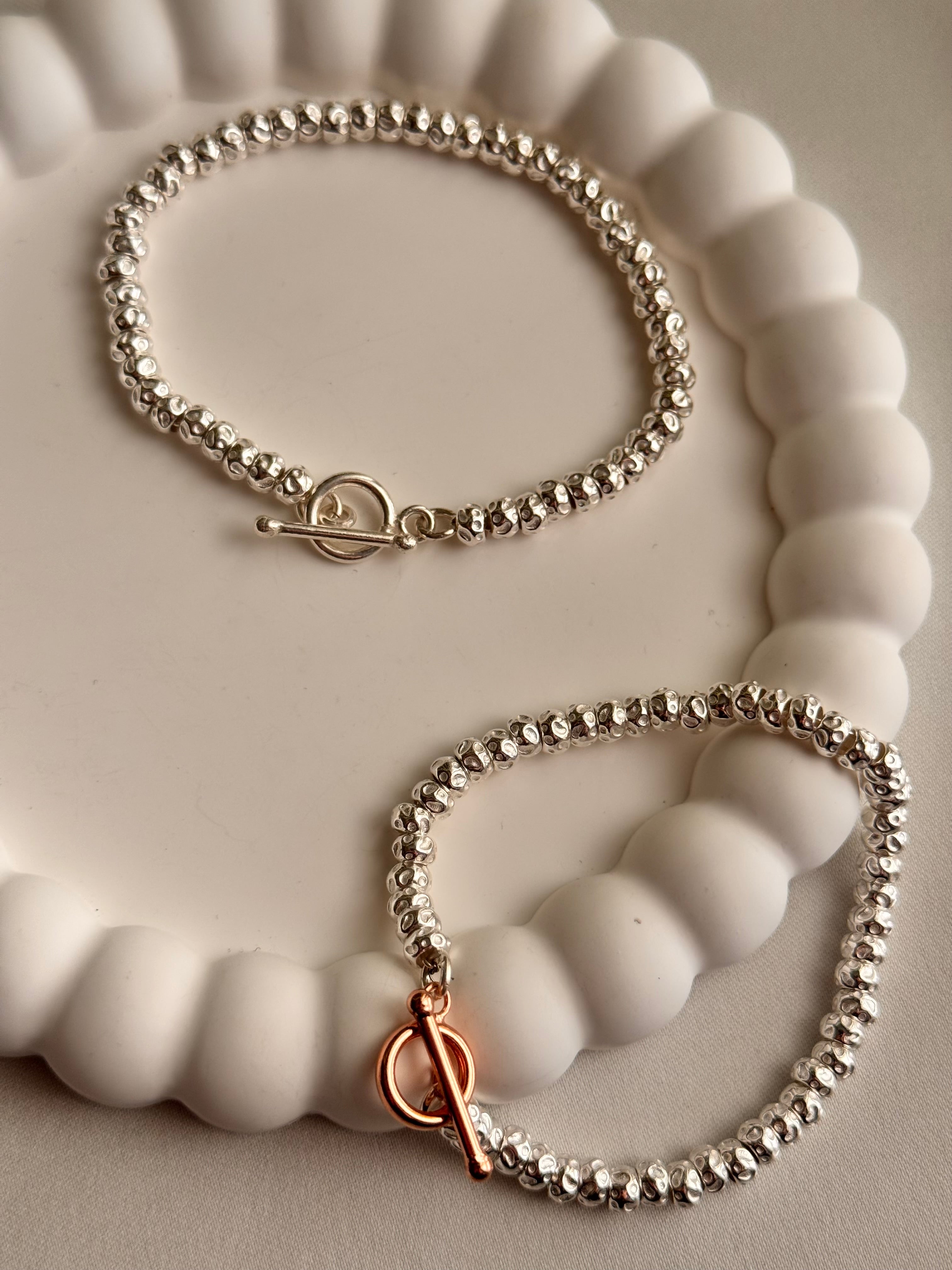 CREA IL TUO BRACCIALE GRANELLI BOMBATI E TONDEGGIANTI - Argento e Rosa