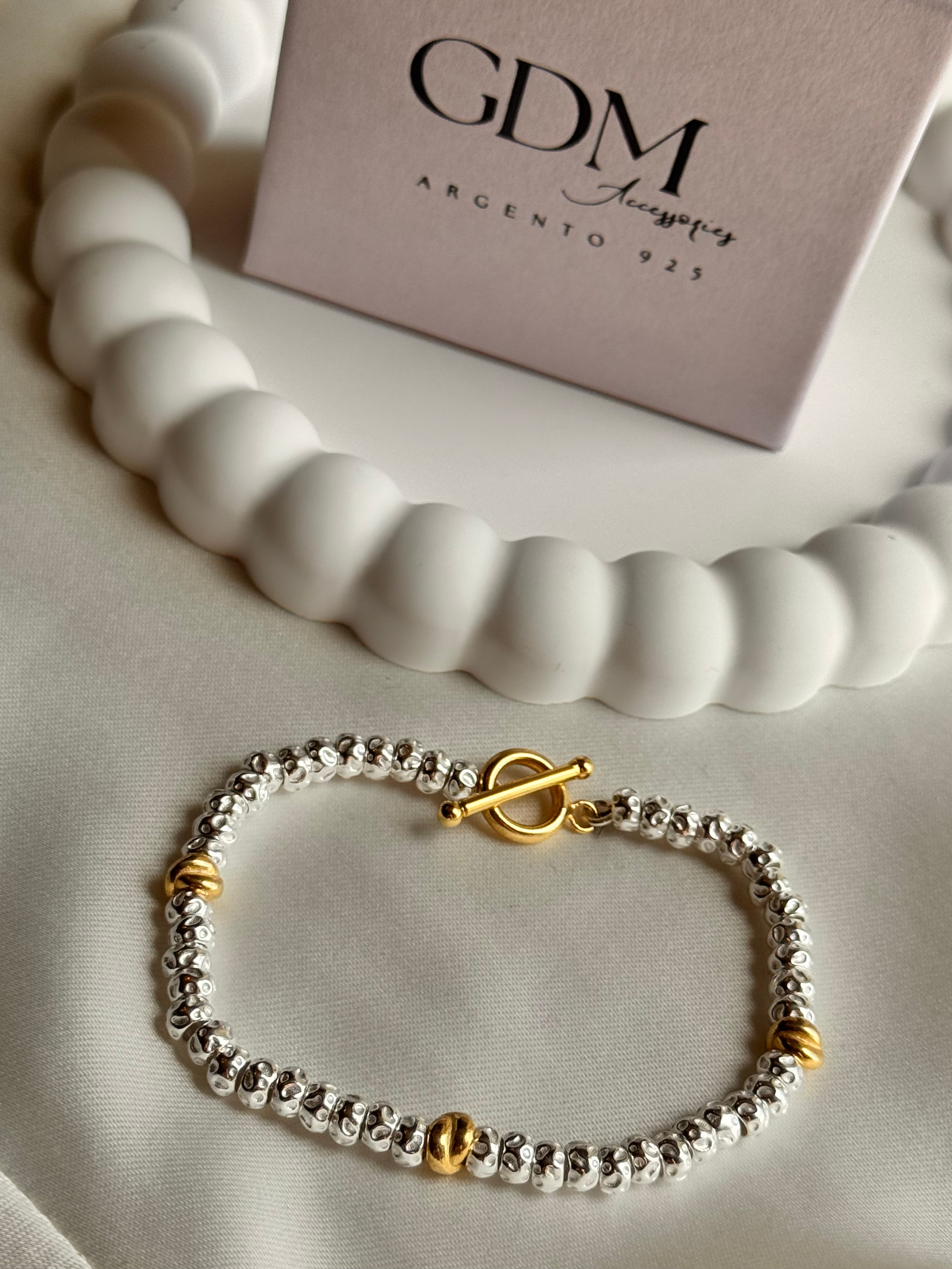 Bracciale Granelli Bombati e Tondeggianti con Nodini