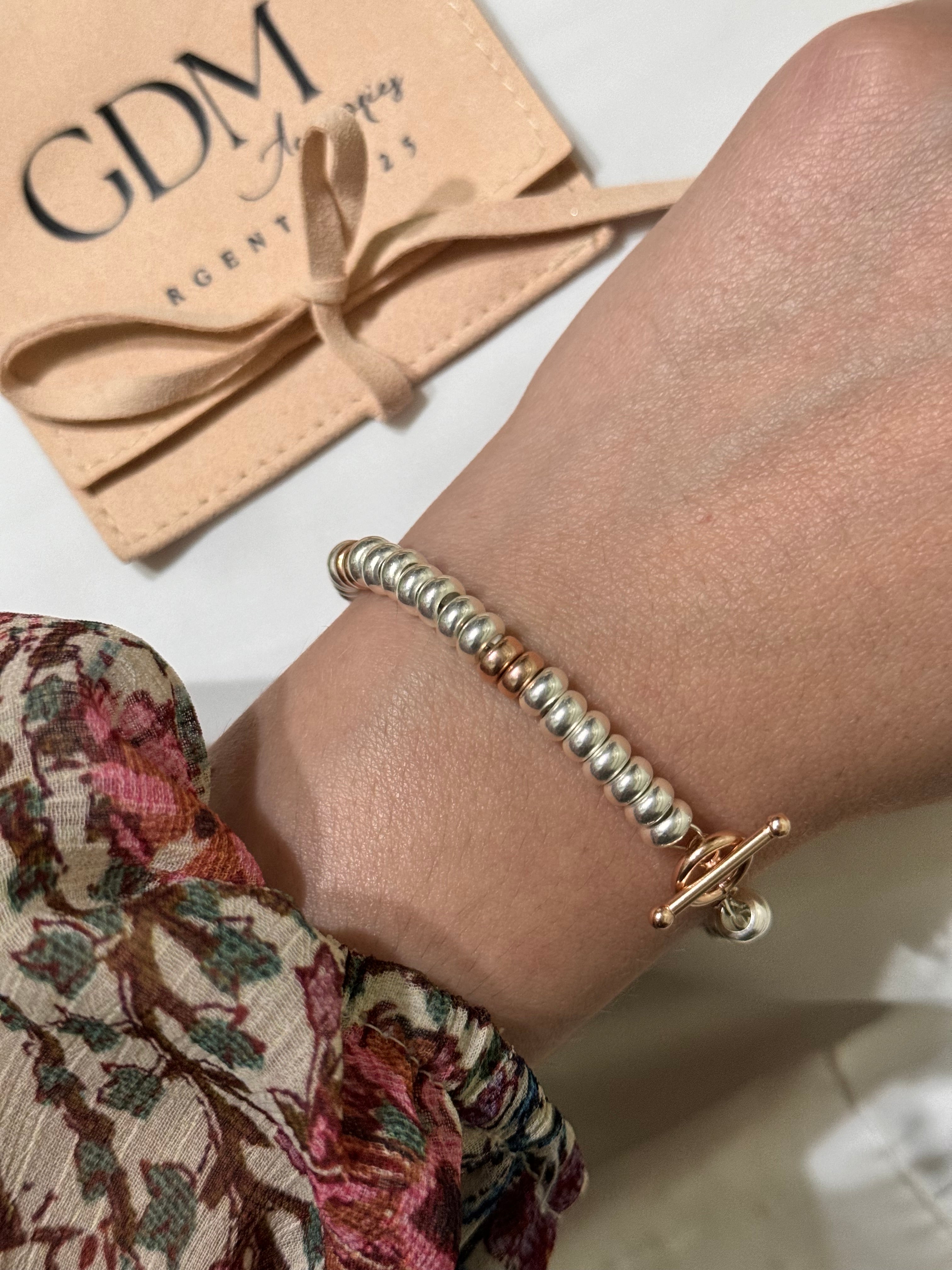 Bracciale Rondelle Argento e Rosa