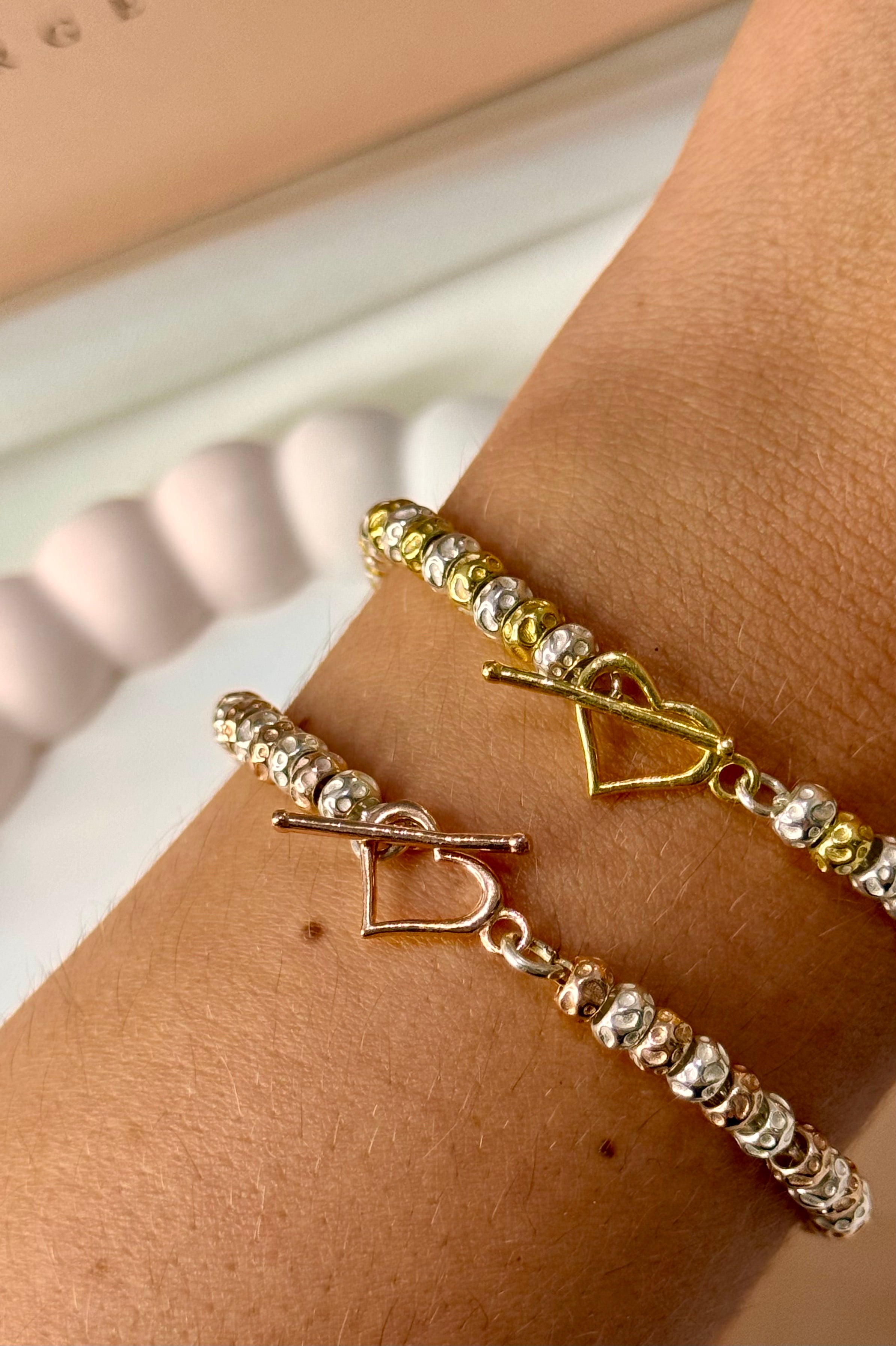 Bracciale Granelli Bombati e Tondeggianti Bicolore