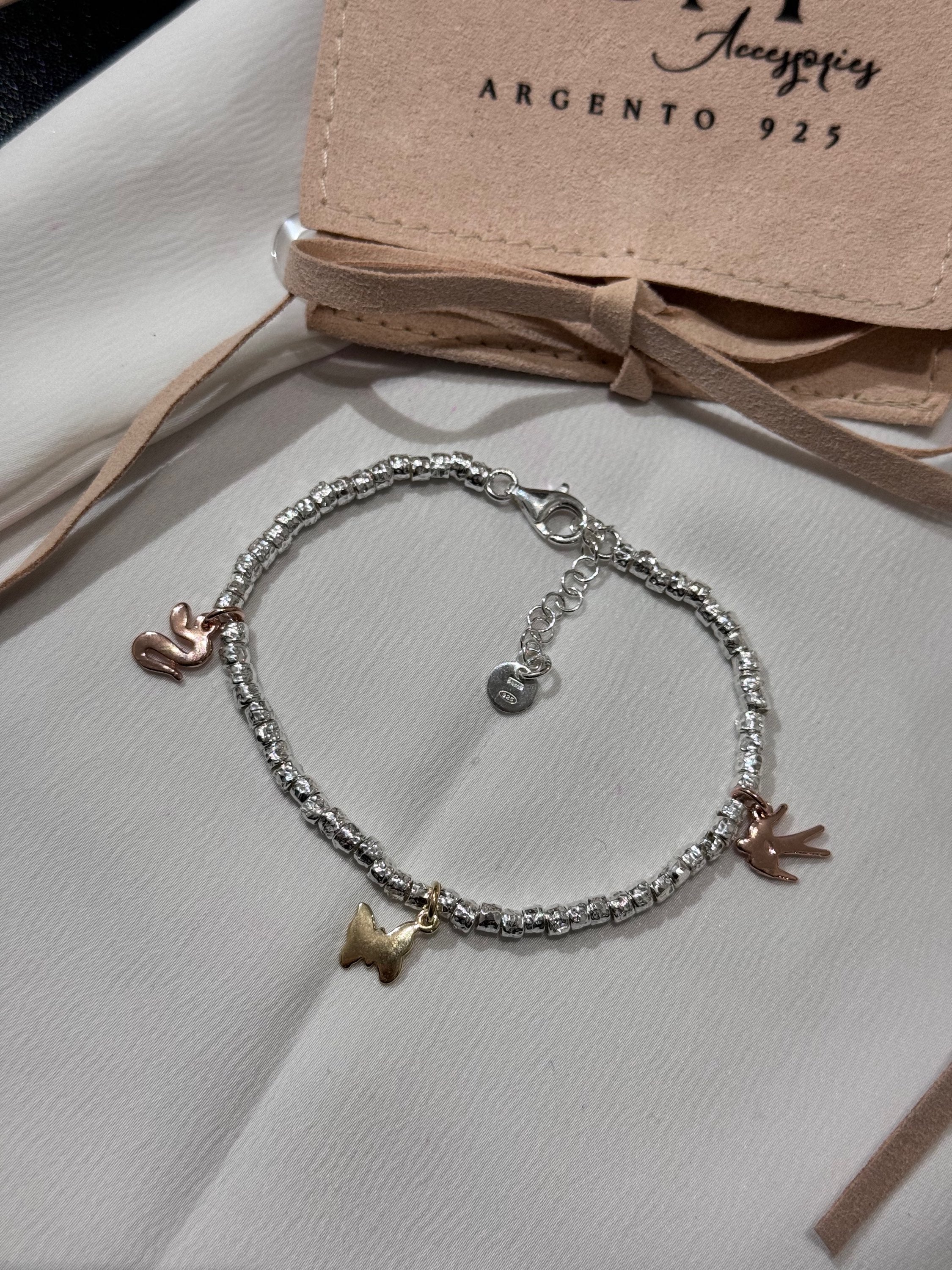 Bracciale Charms Rosa - Gold
