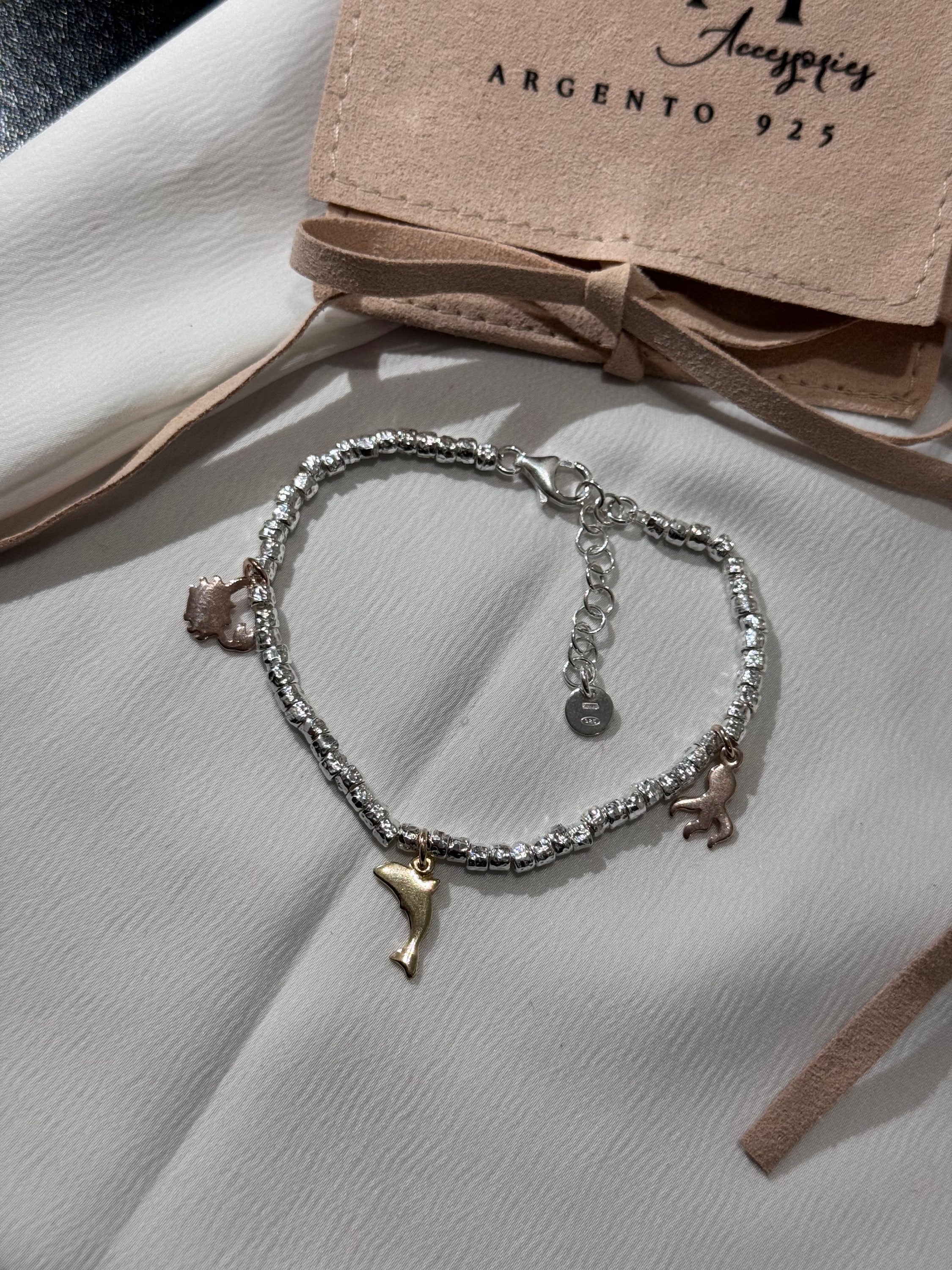 Bracciale Charms Rosa - Gold