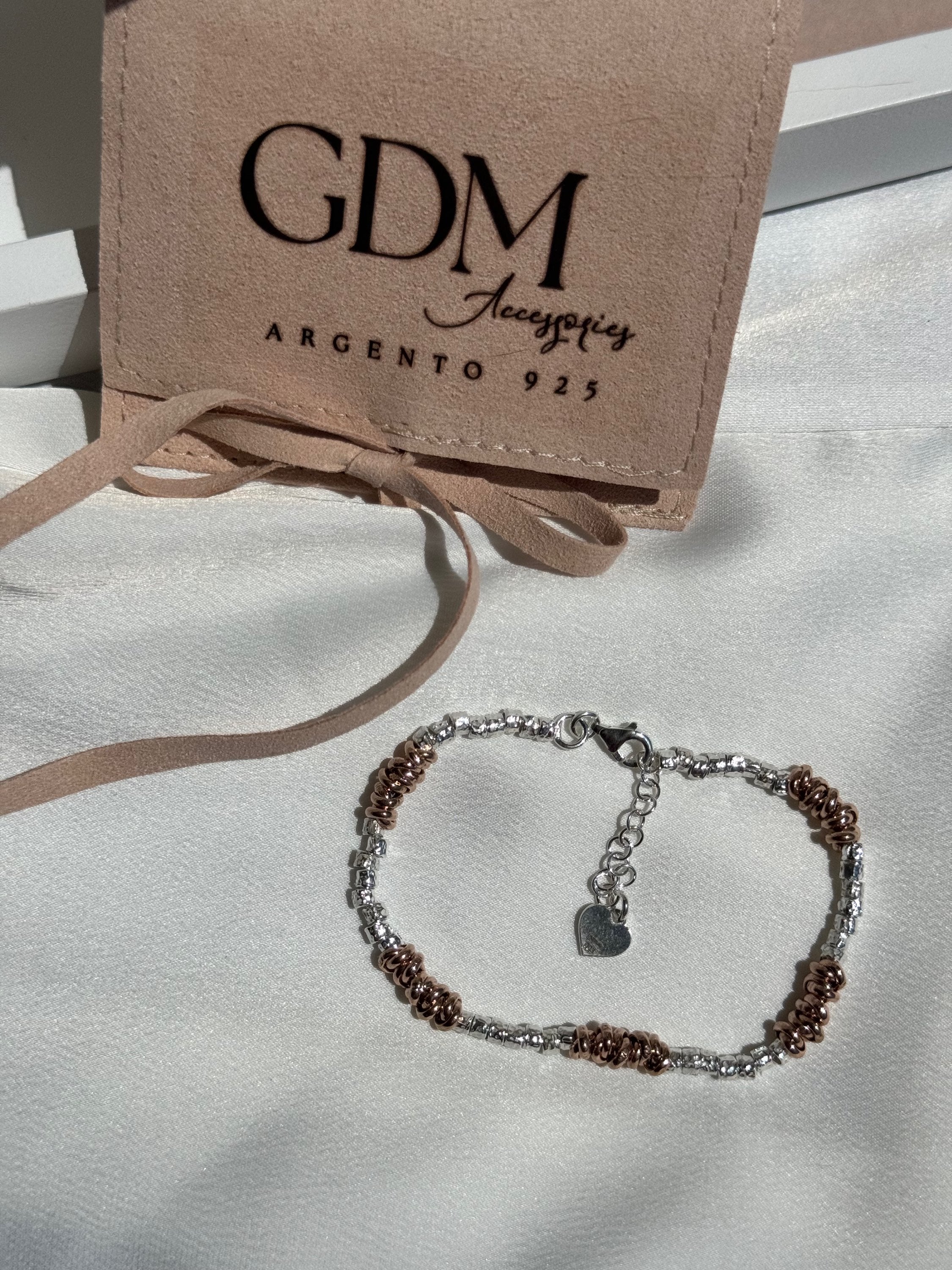 Bracciale granelli - intreccio rosa