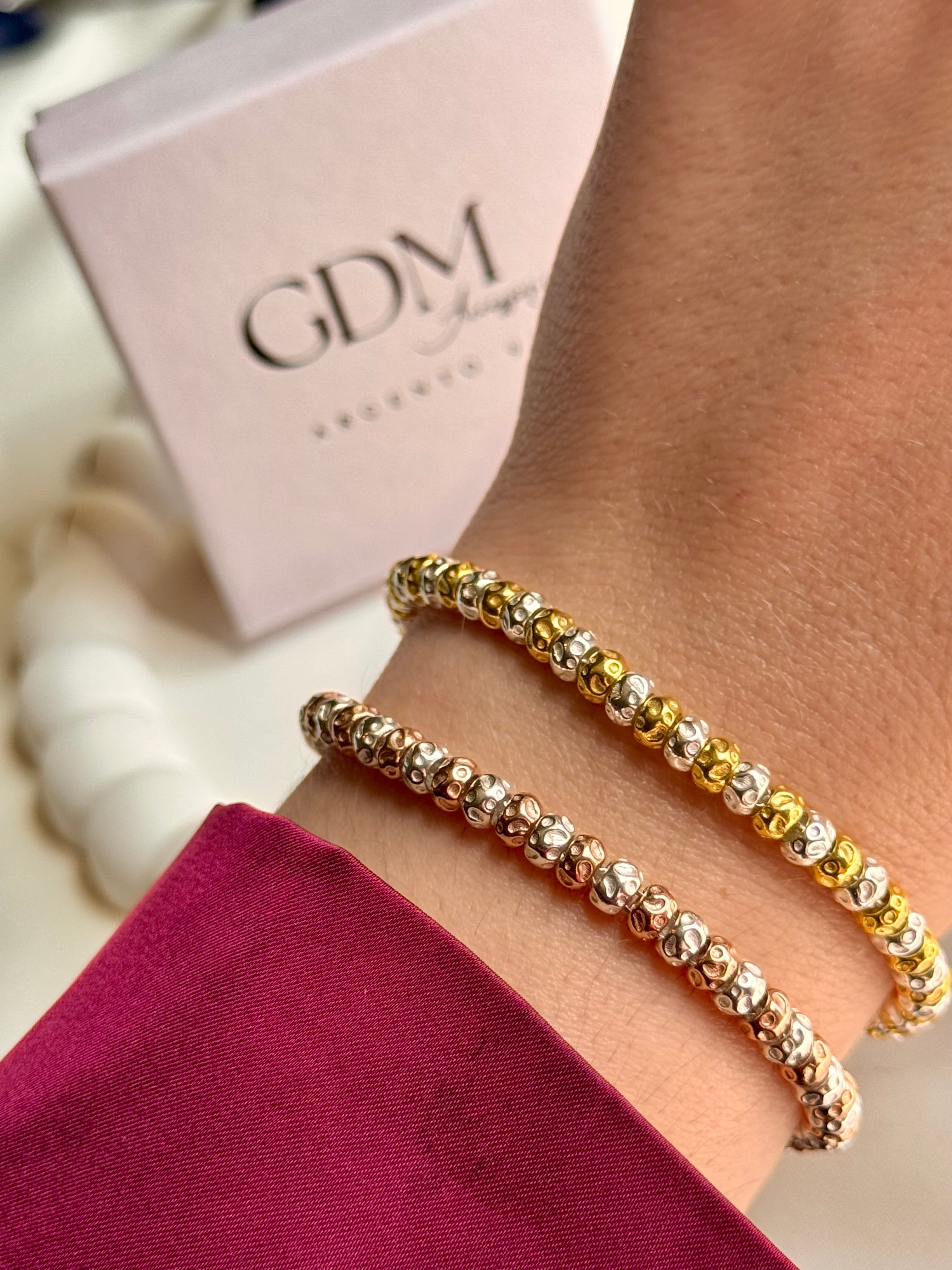 Bracciale Granelli Bombati e Tondeggianti Bicolore