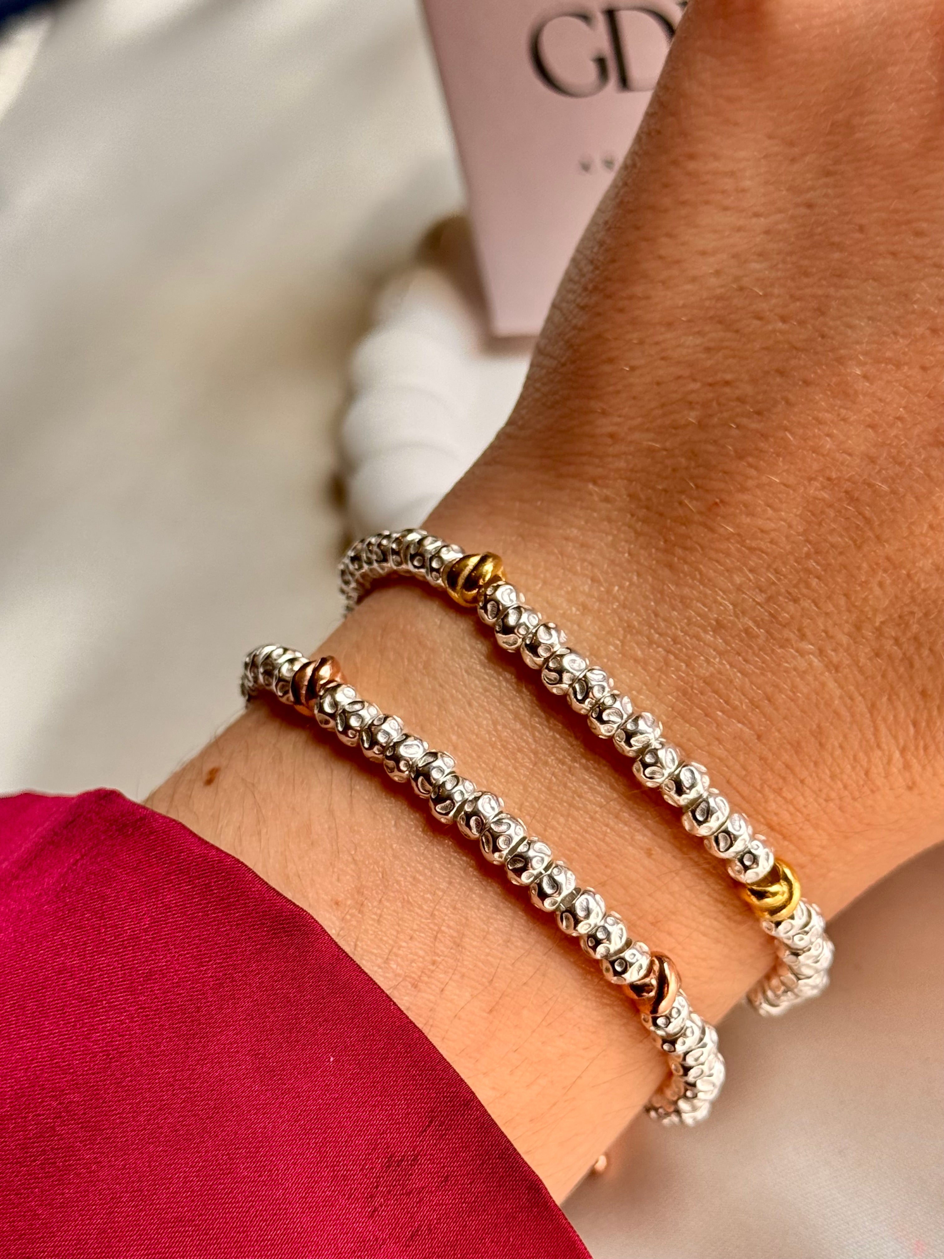 Bracciale Granelli Bombati e Tondeggianti con Nodini