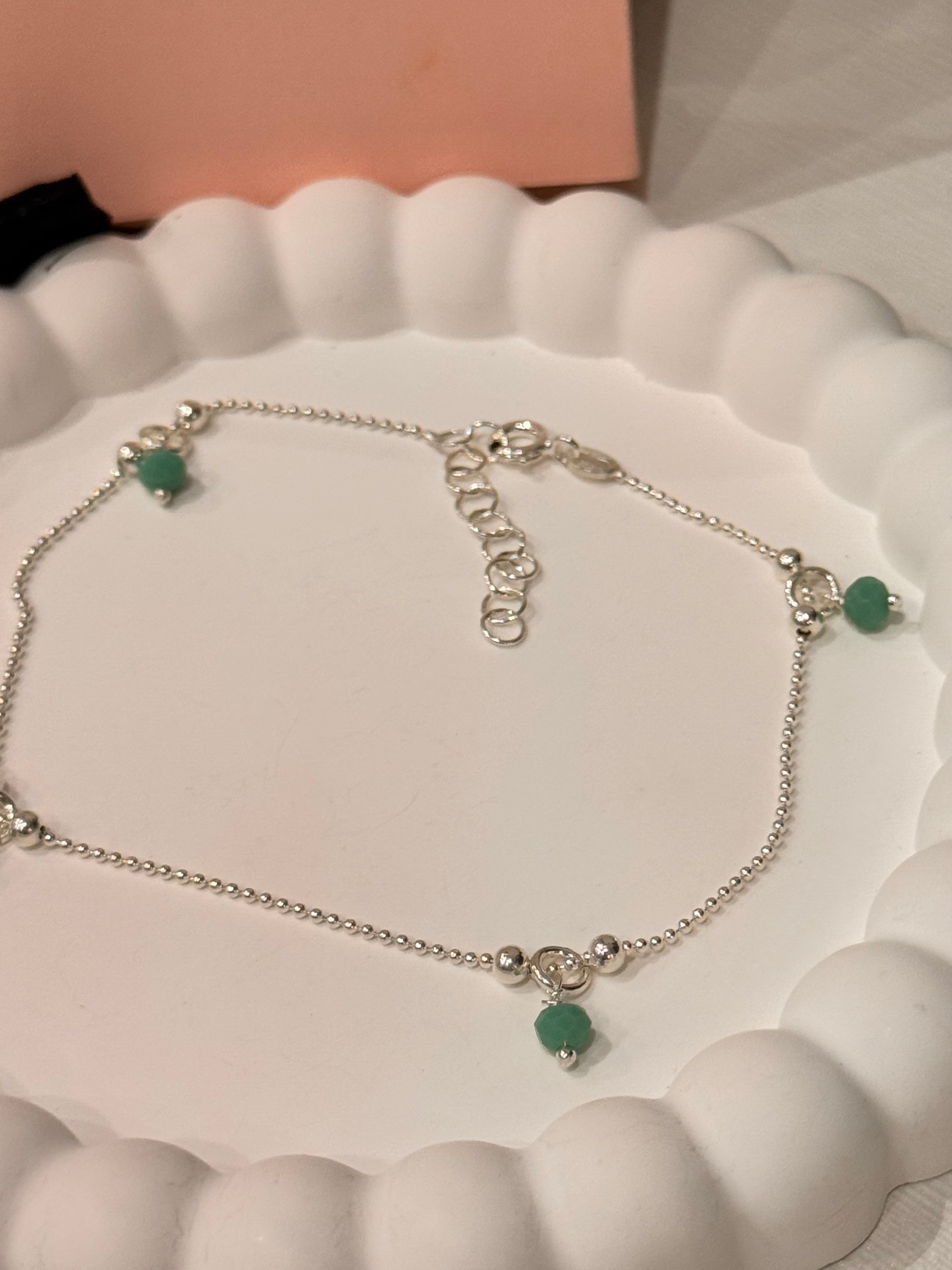 Cavigliera Cristallini di Zirconia Verde Acqua