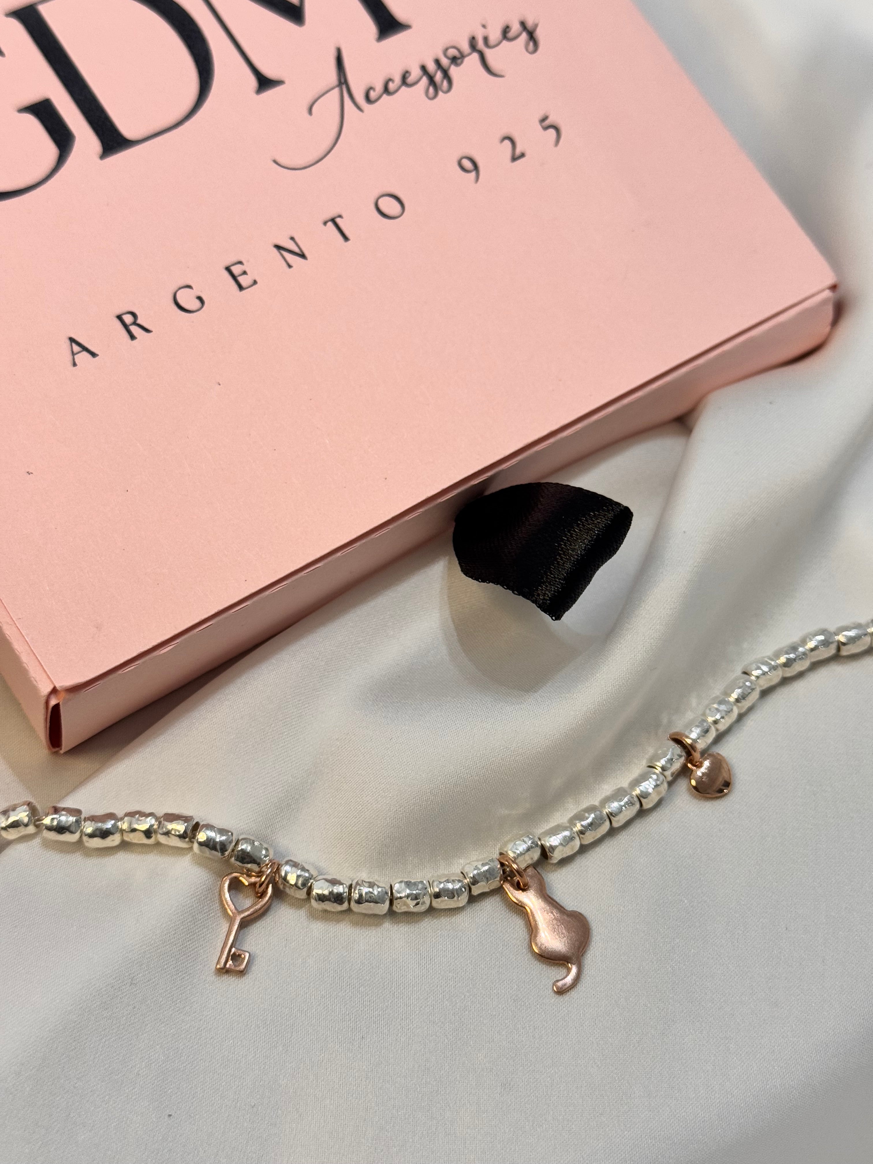 Bracciale Pepite e Charm Gatto