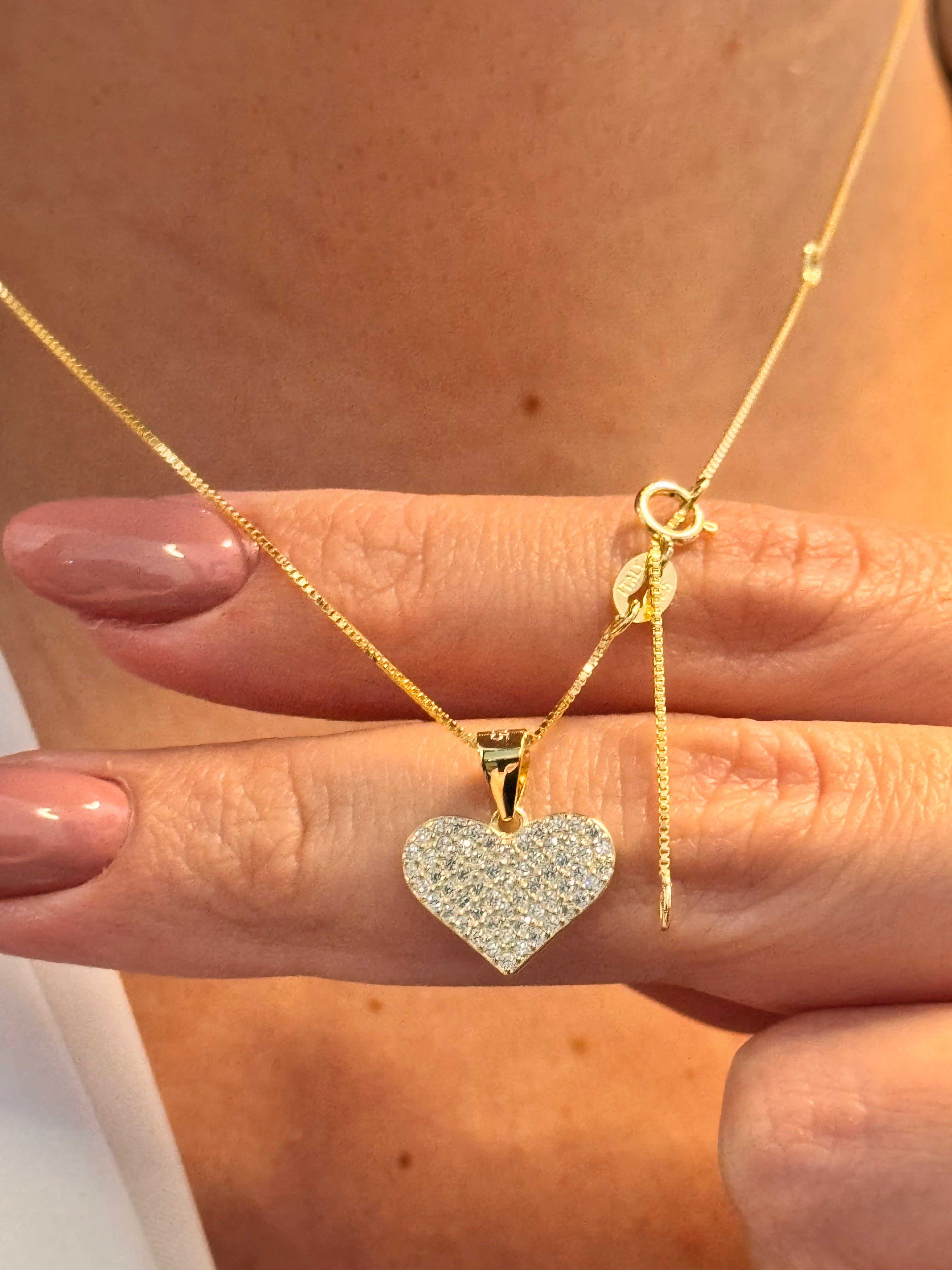 Collana Charm Cuore con Zirconi