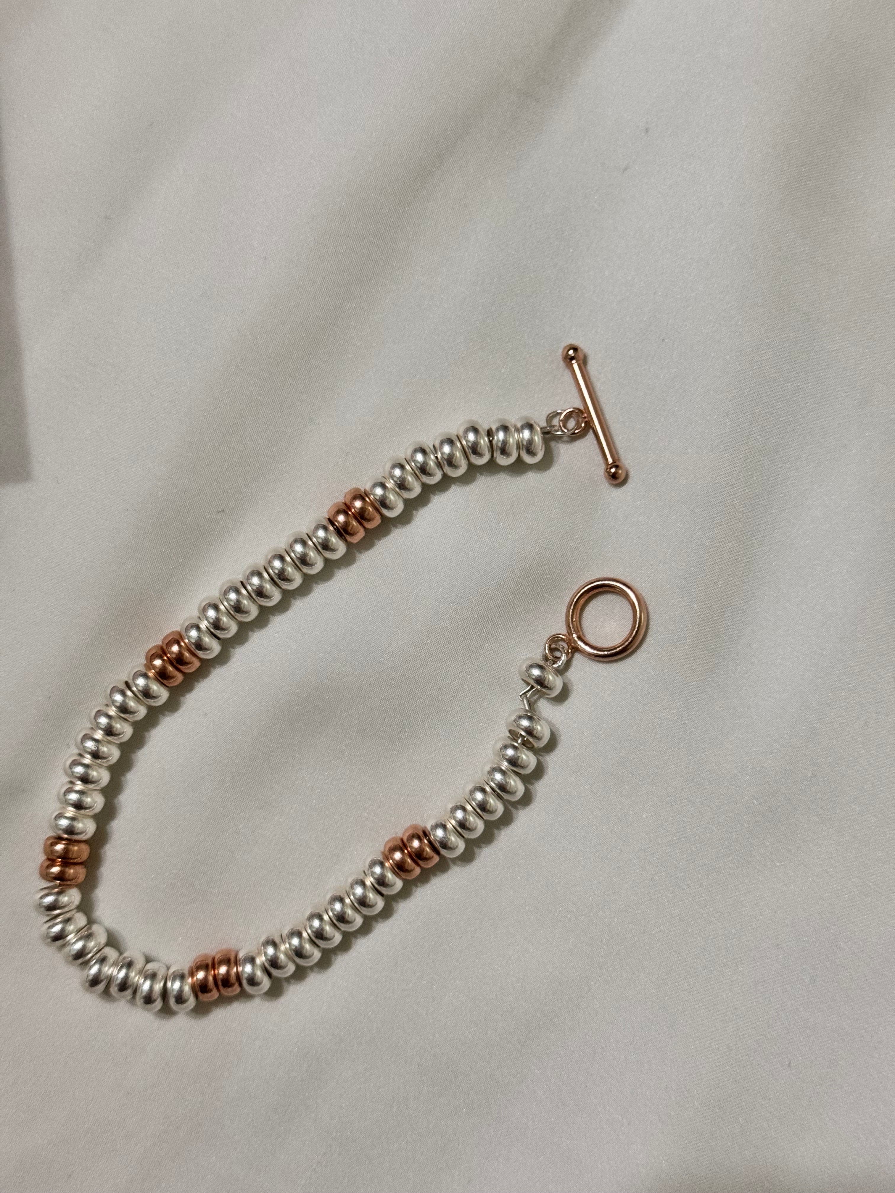 Bracciale Rondelle Argento e Rosa