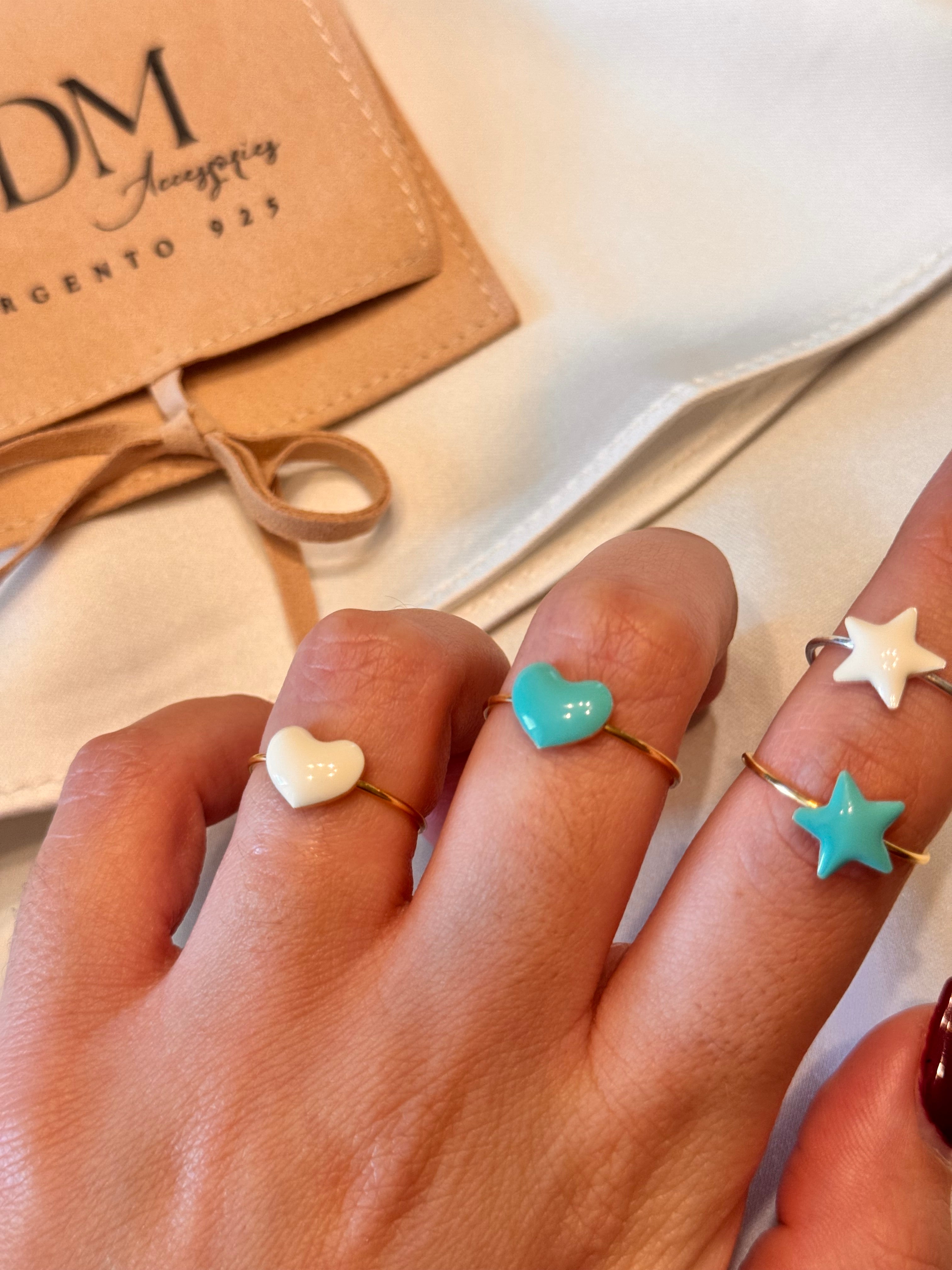 Anello Cuore Stella Smaltati