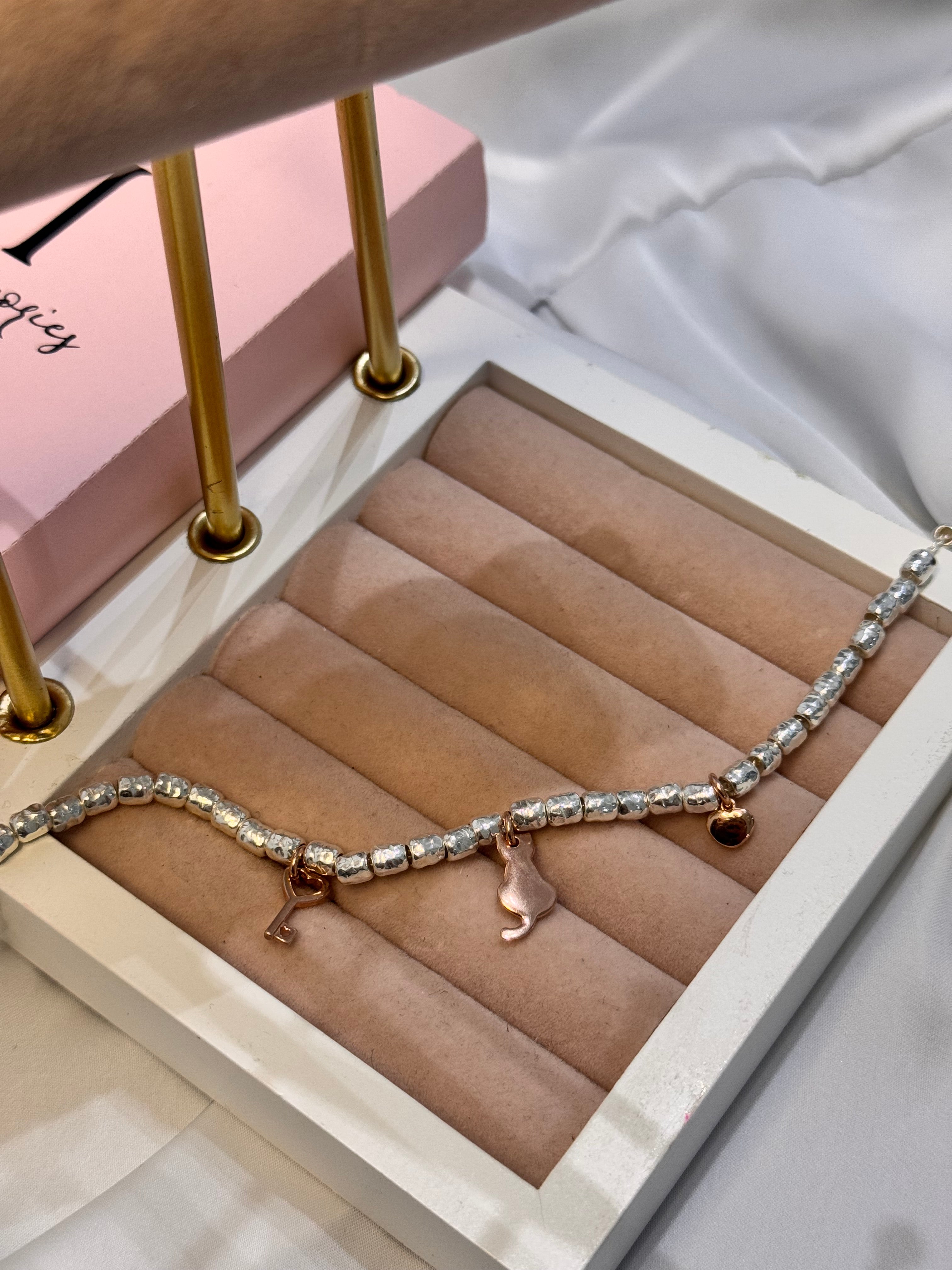 Bracciale Pepite e Charm Gatto