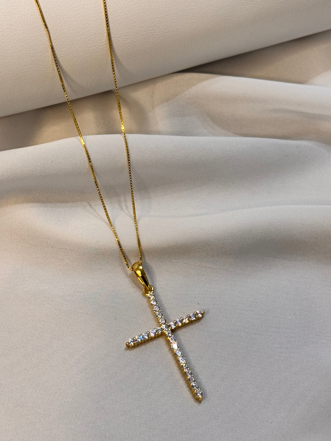 Collana Croce Dorata con Zirconi