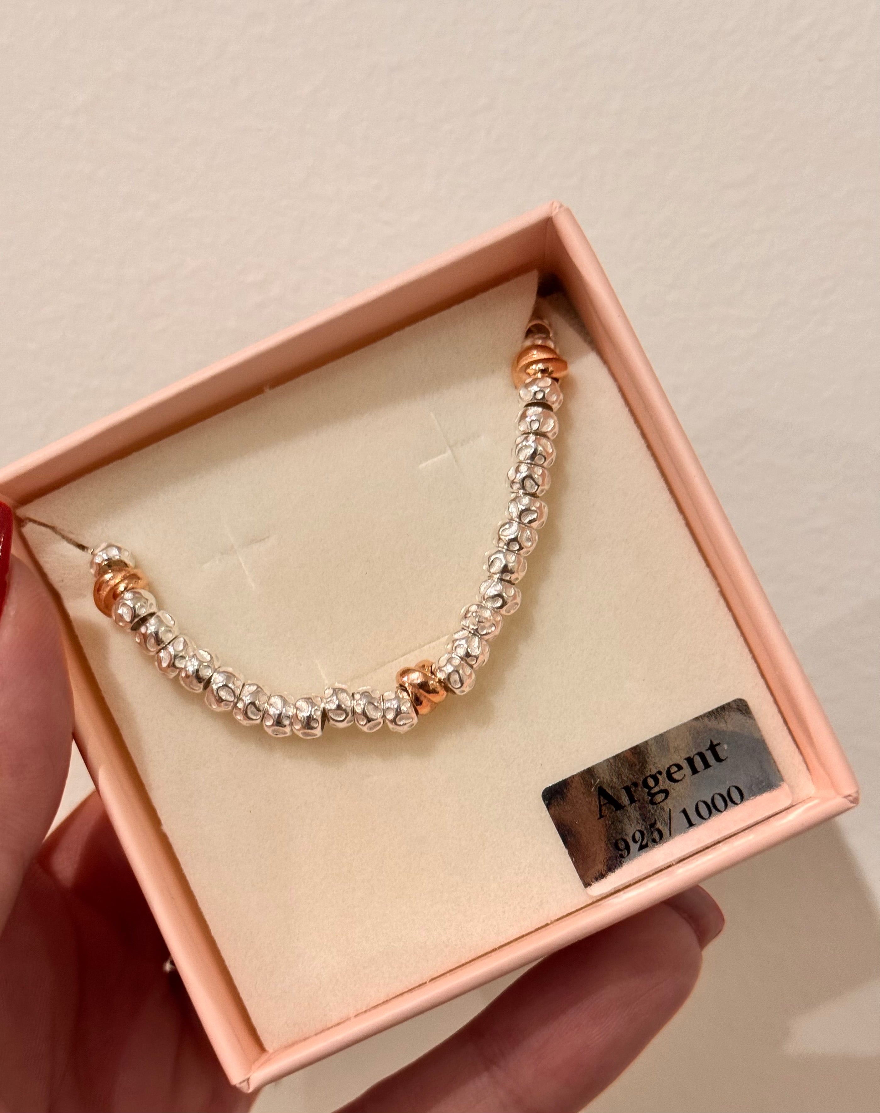 Bracciale Granelli Bombati e Tondeggianti con Nodini