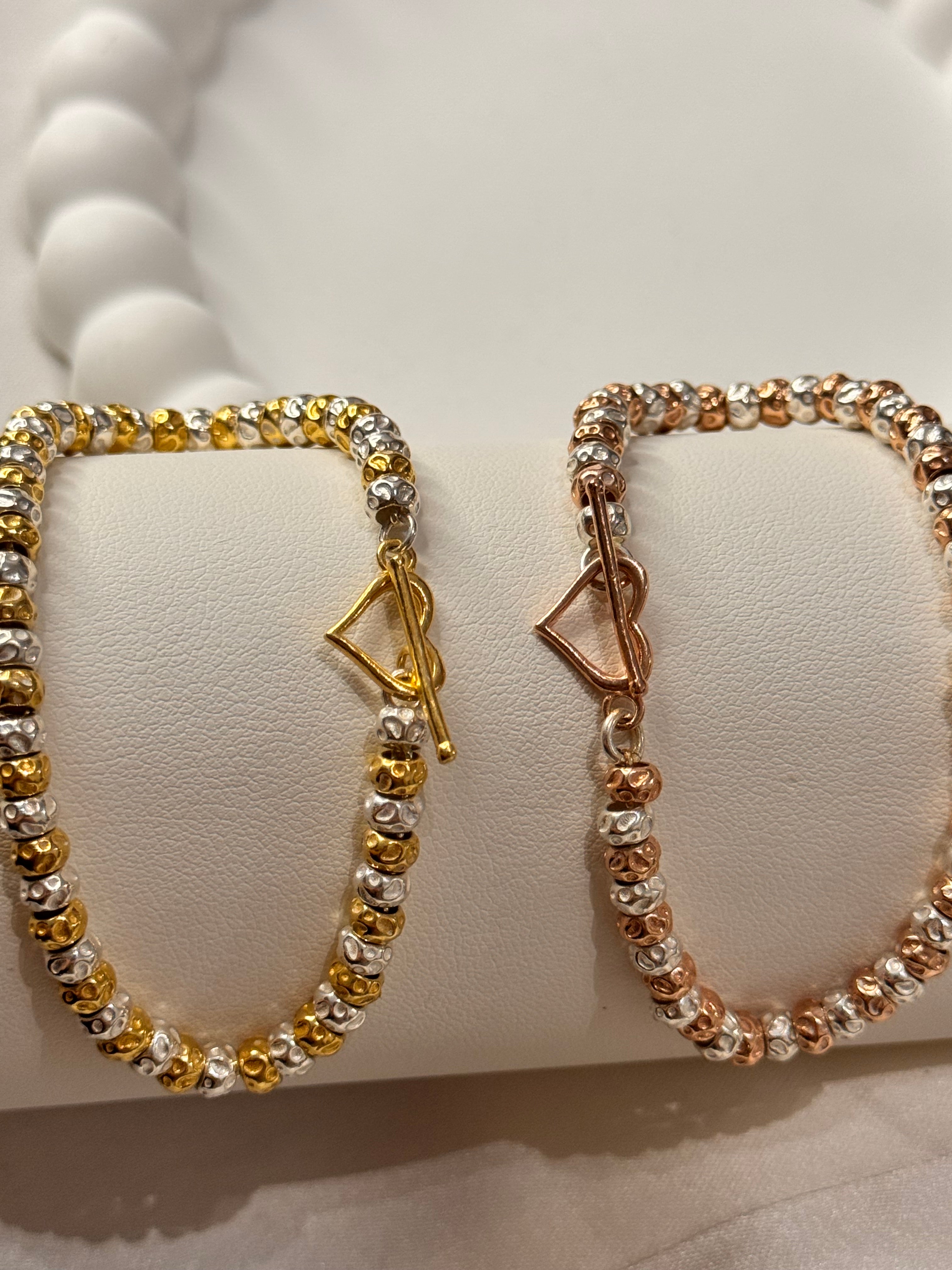 Bracciale Granelli Bombati e Tondeggianti Bicolore