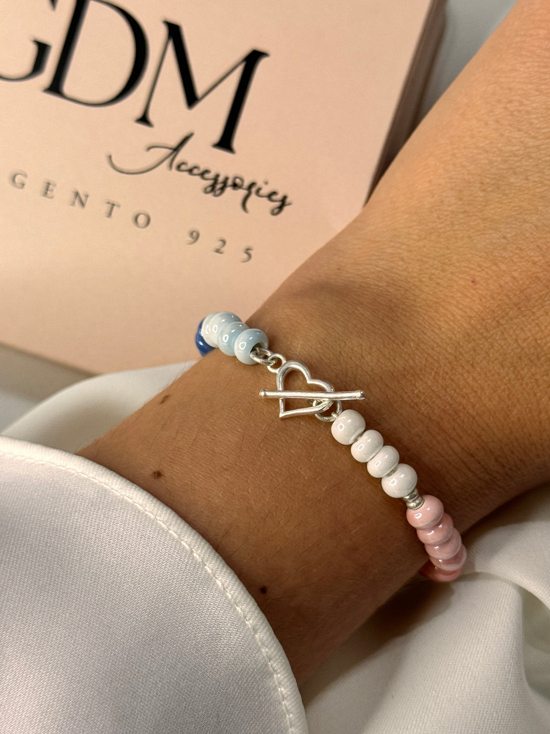 Bracciale Rondelle di Ceramica e Chiusura a Cuore