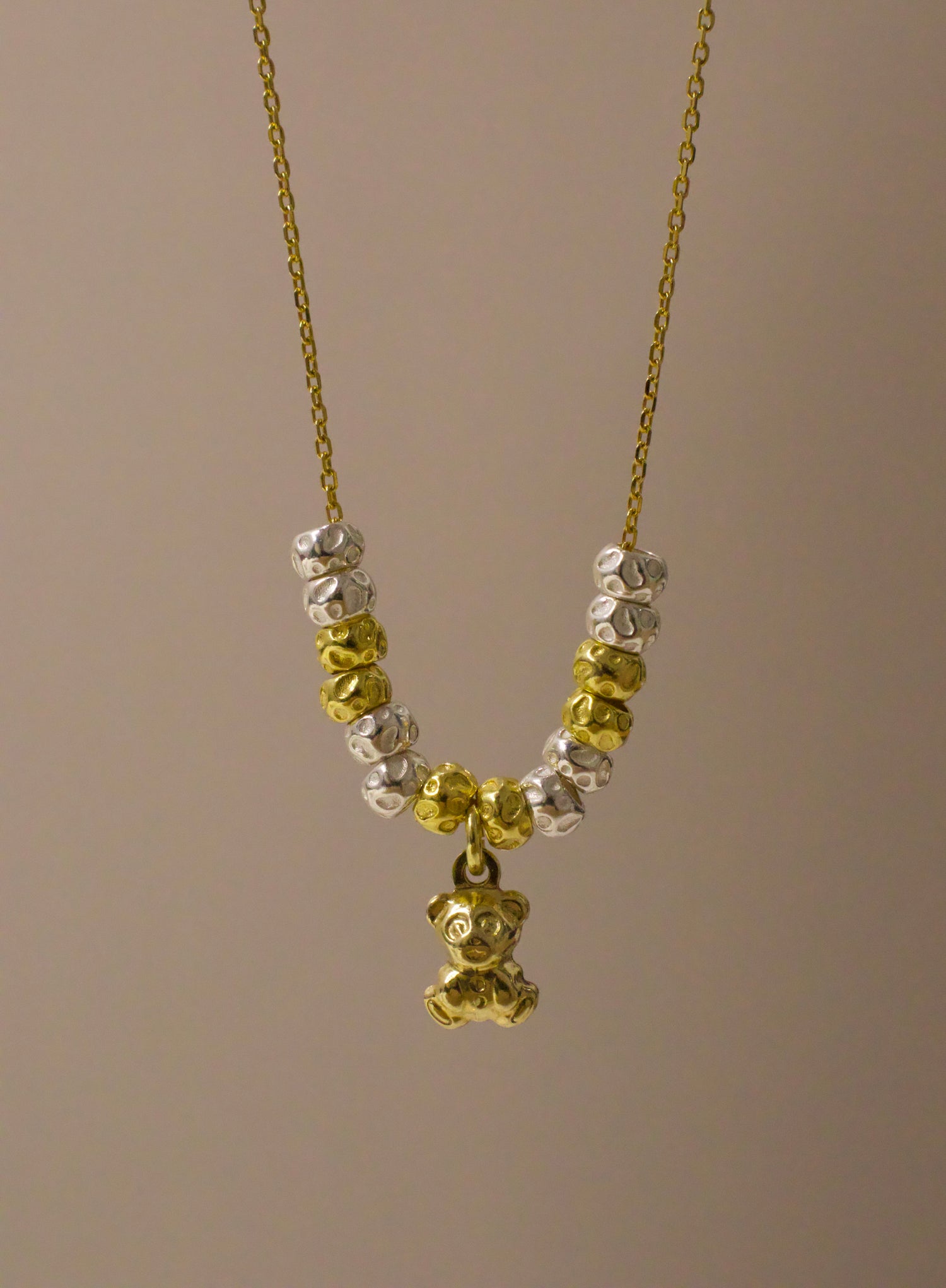 Collana Granelli Bombati Argento e Oro e Charms