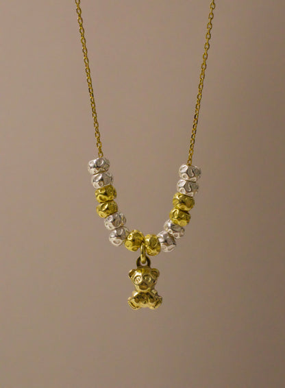 Collana Granelli Bombati Argento e Oro e Charms