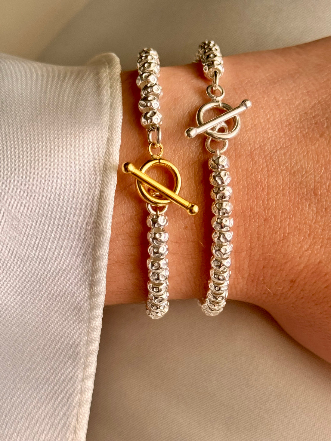 CREA IL TUO BRACCIALE GRANELLI BOMBATI E TONDEGGIANTI - Argento e Oro