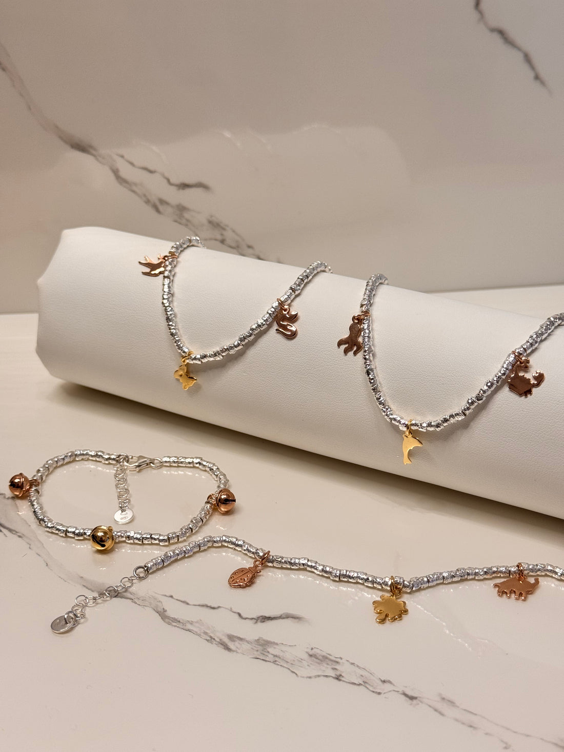 Bracciale Charms Rosa - Gold