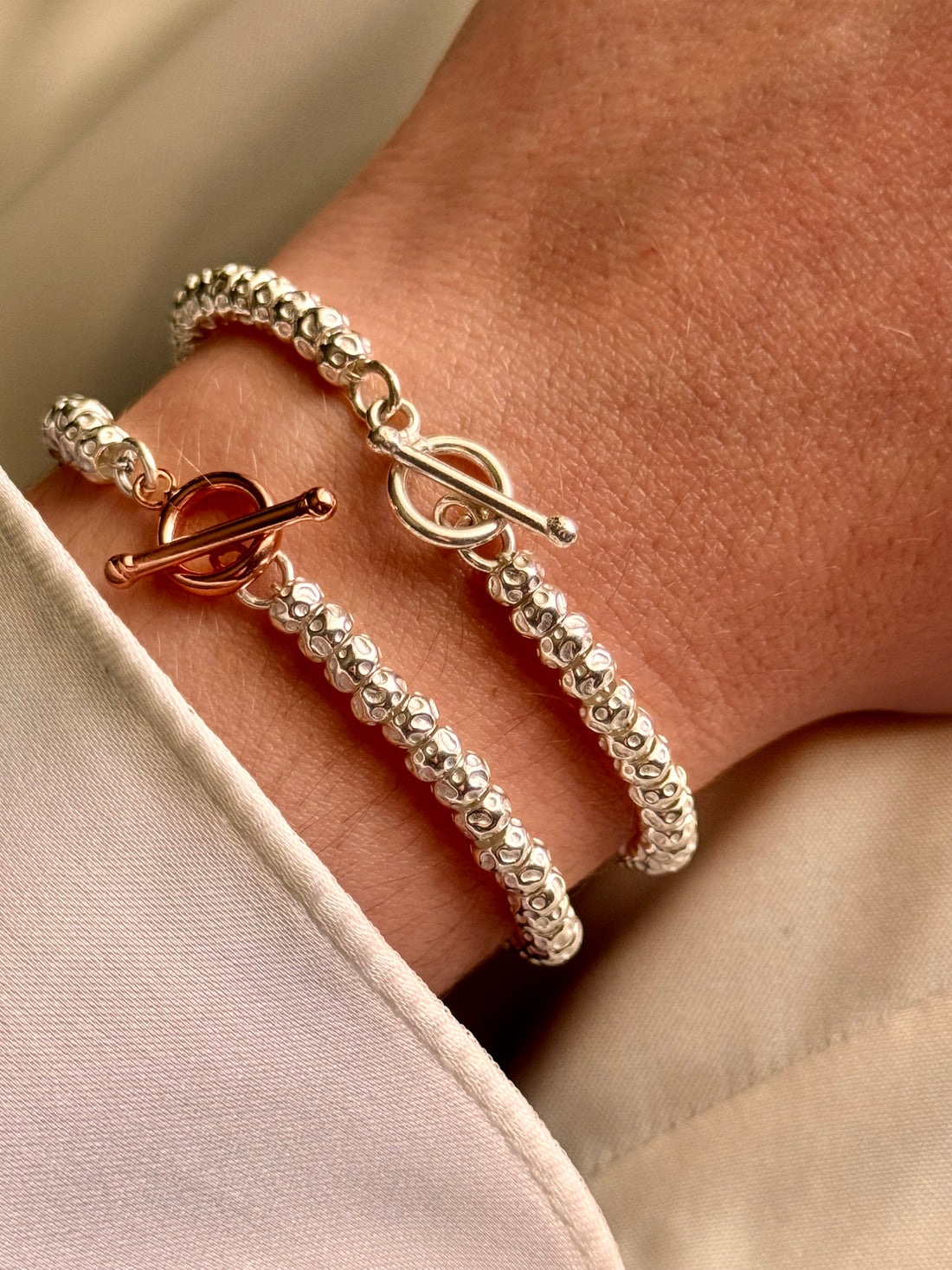 CREA IL TUO BRACCIALE GRANELLI BOMBATI E TONDEGGIANTI - Argento e Rosa