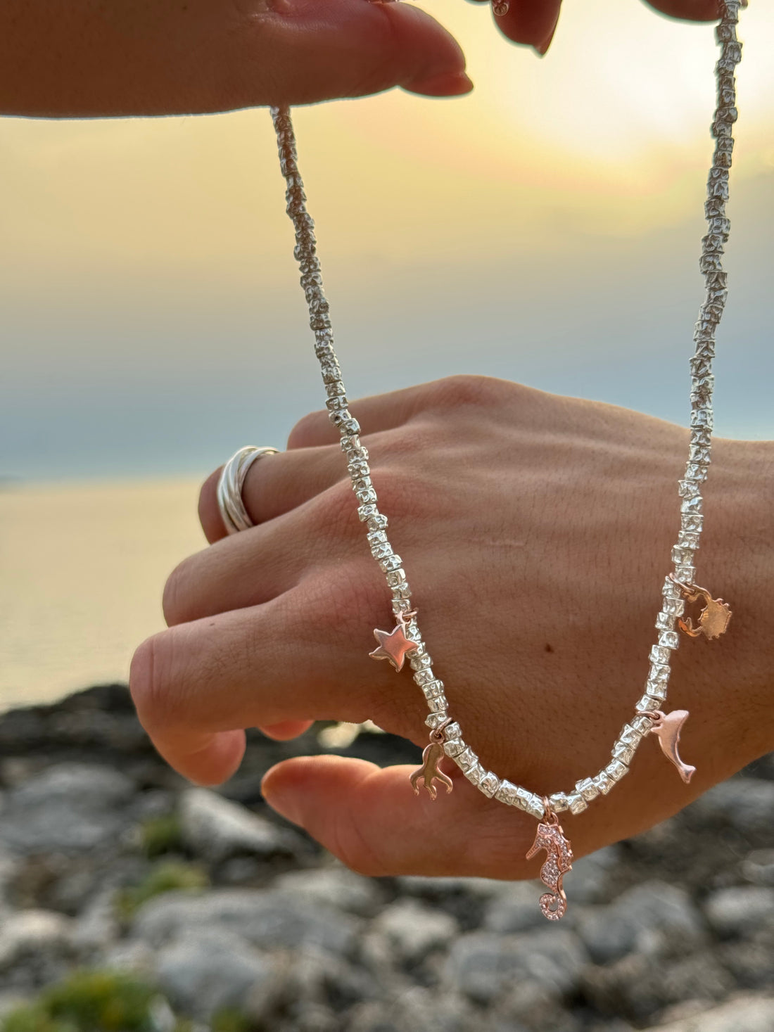 Collana Charm Rosa Pepite Maxi