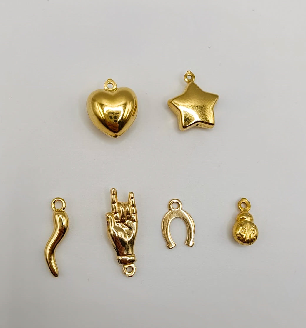 Collana Granelli Bombati Argento e Oro e Charms