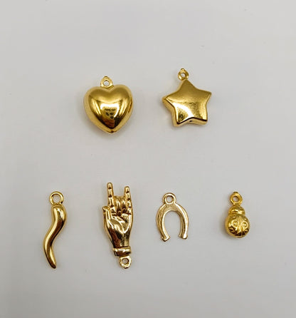 Collana Granelli Bombati Argento e Oro e Charms