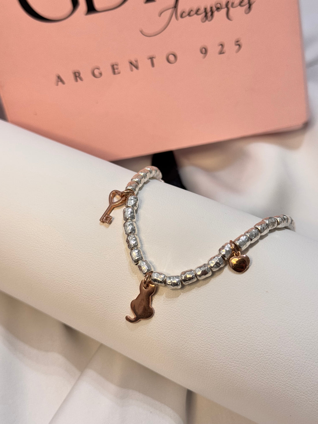 Bracciale Pepite e Charm Gatto