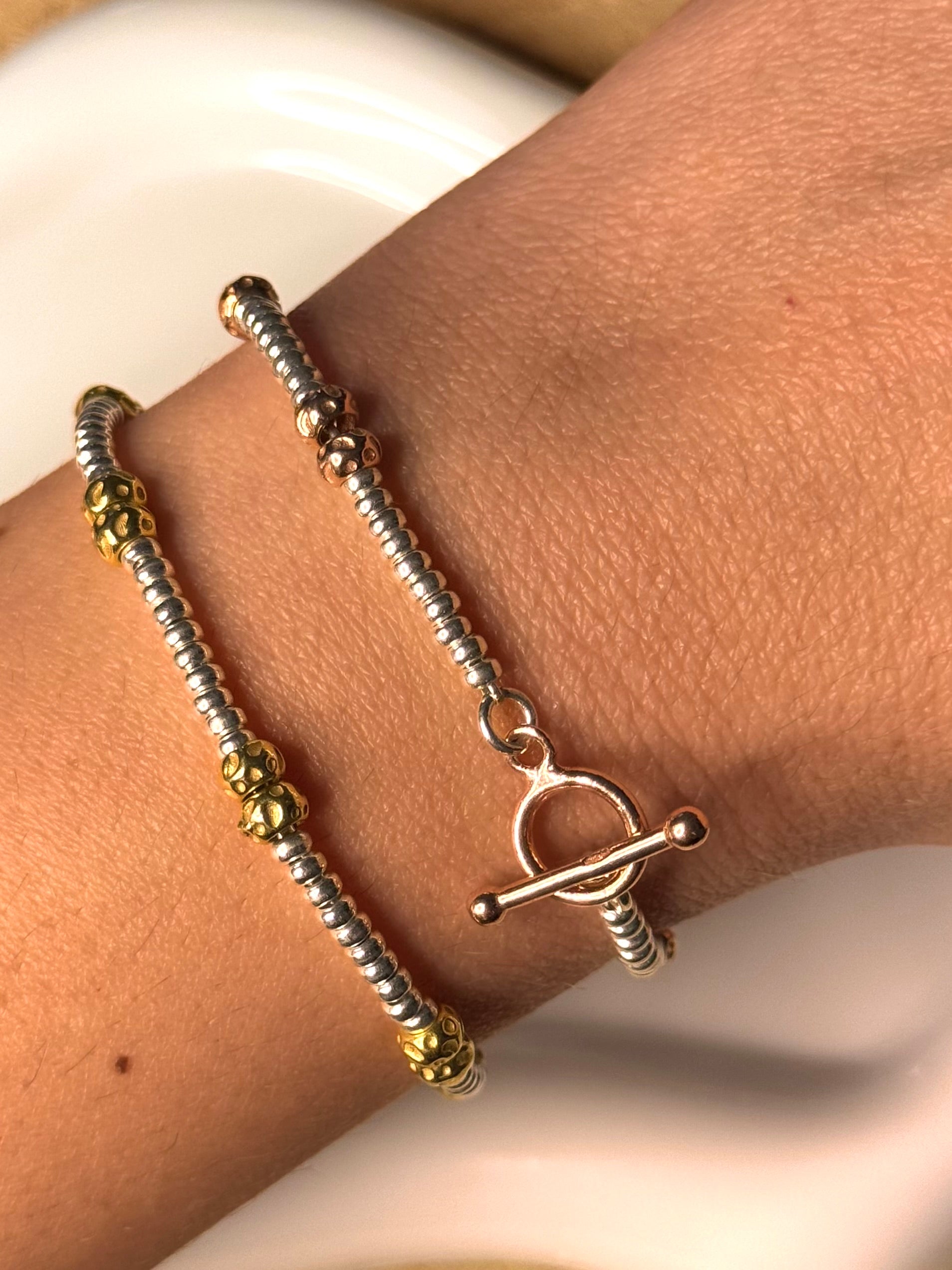 Bracciale Rondelline e Granelli Bombati e Tondeggianti