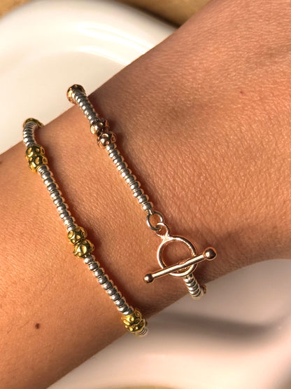 Bracciale Rondelline e Granelli Bombati e Tondeggianti