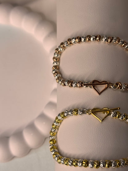 Bracciale Granelli Bombati e Tondeggianti Bicolore