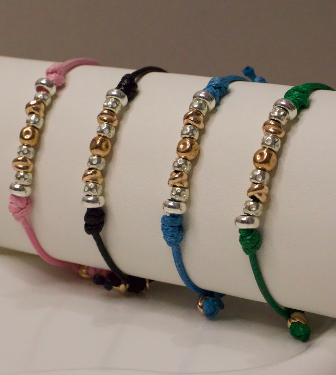 Cordoncino e Granelli e Nodini Argento e Rosa