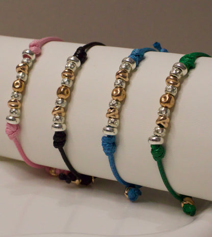 Cordoncino e Granelli e Nodini Argento e Rosa