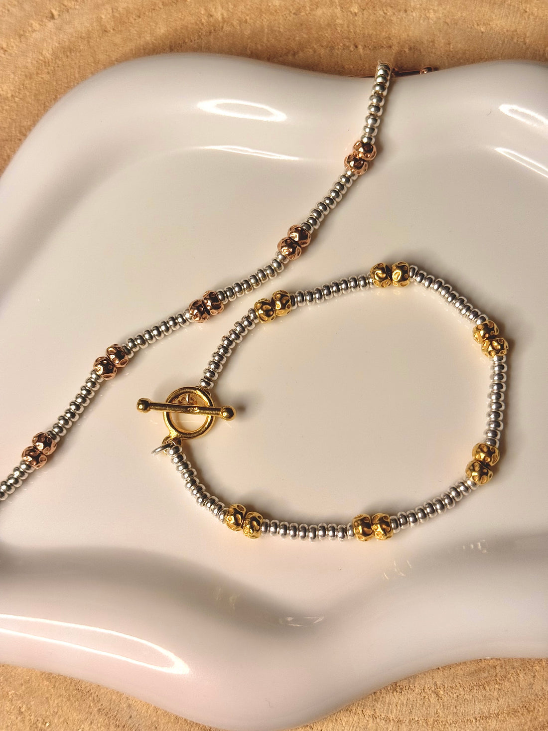 Bracciale Rondelline e Granelli Bombati e Tondeggianti