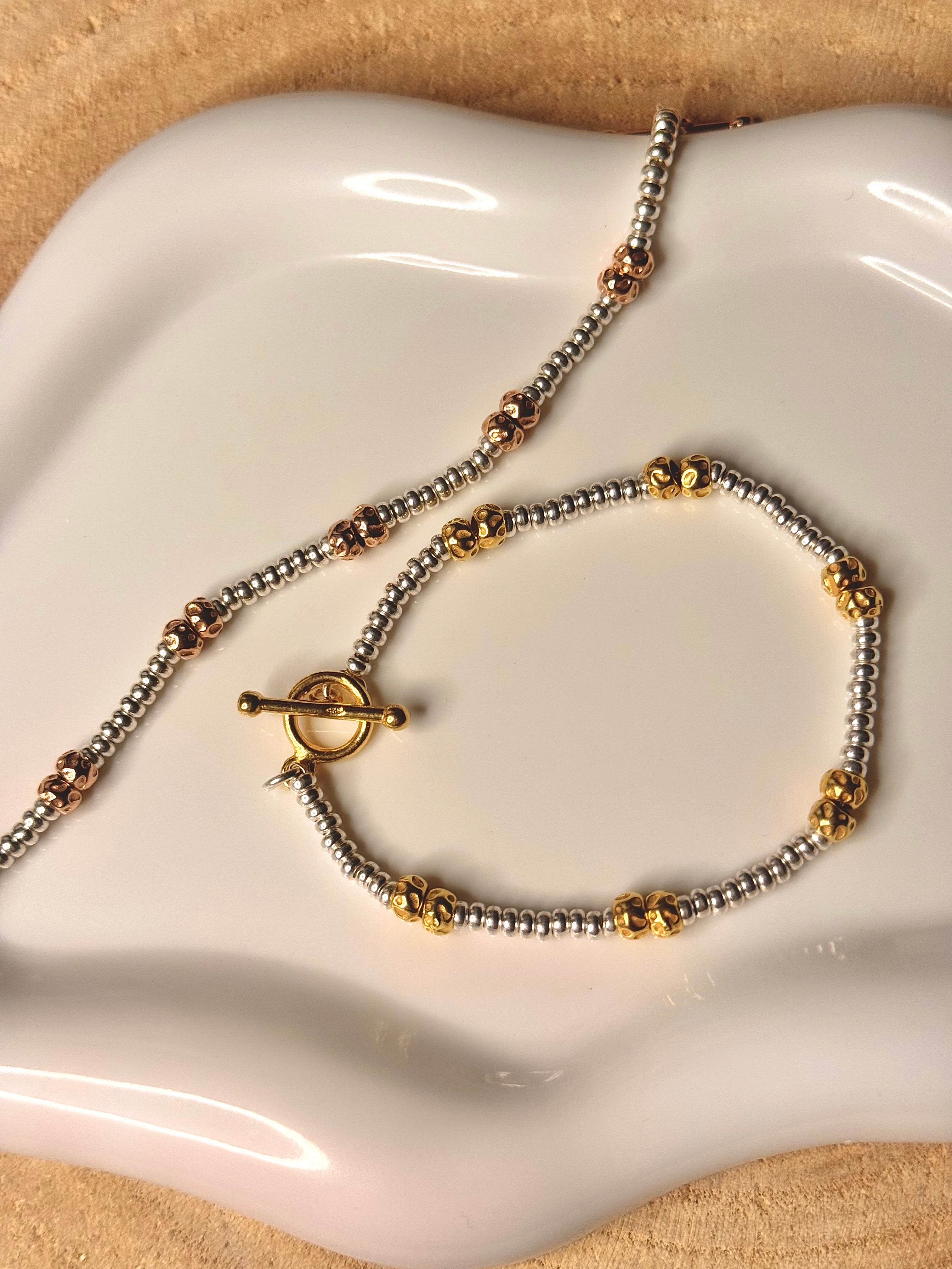 Bracciale Rondelline e Granelli Bombati e Tondeggianti