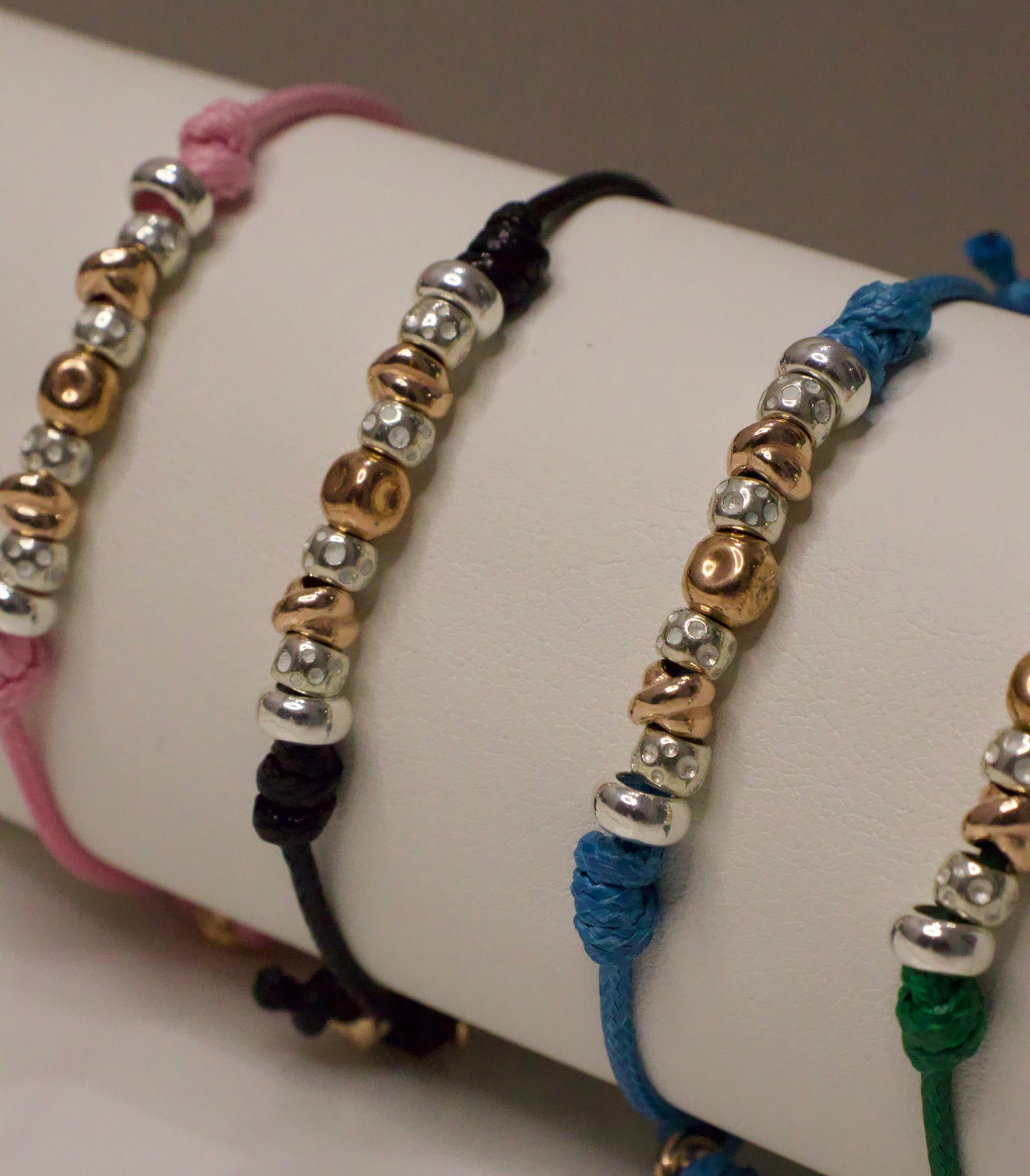 Cordoncino e Granelli e Nodini Argento e Rosa